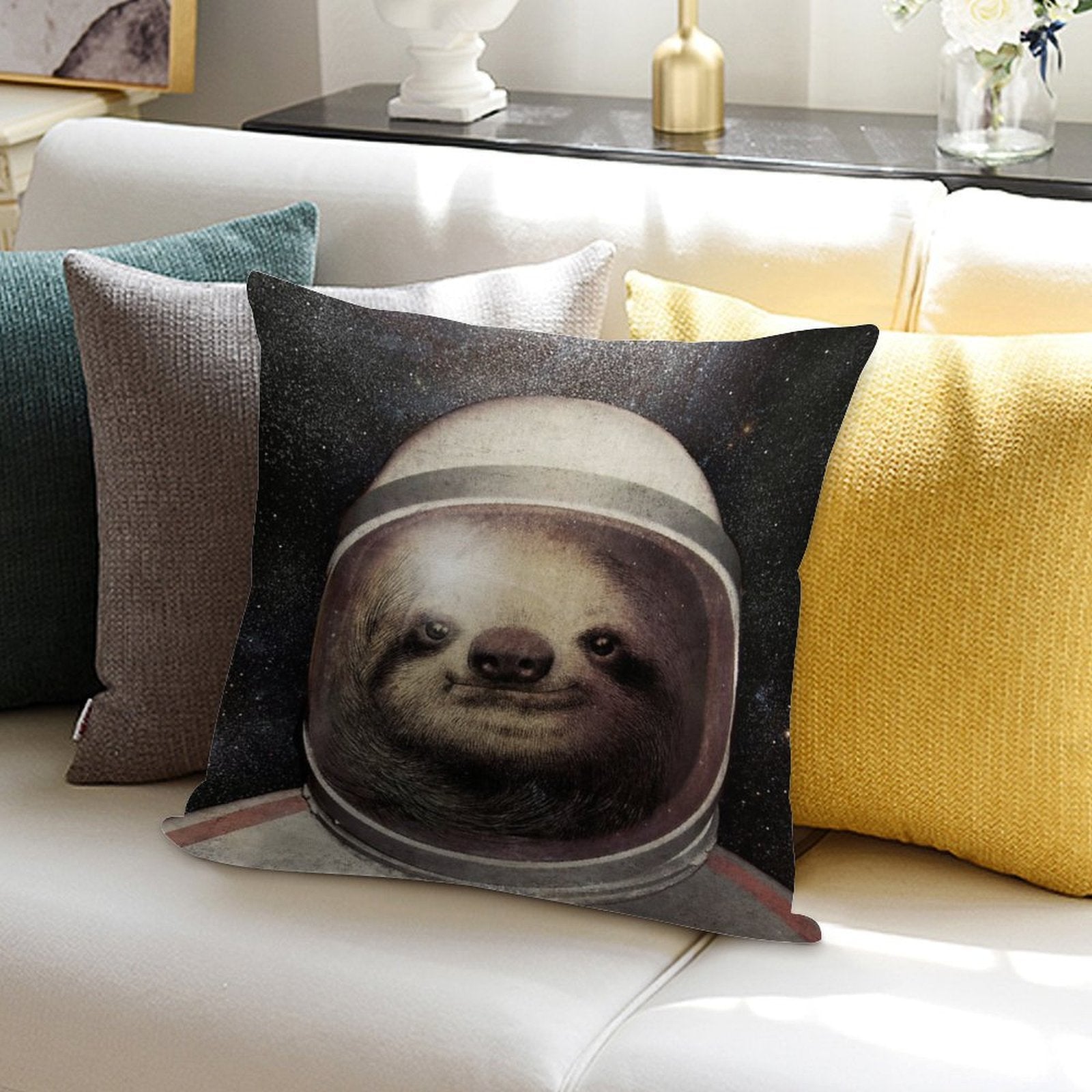 Space Sloth Soft Warmth Comfort Throw Pillow