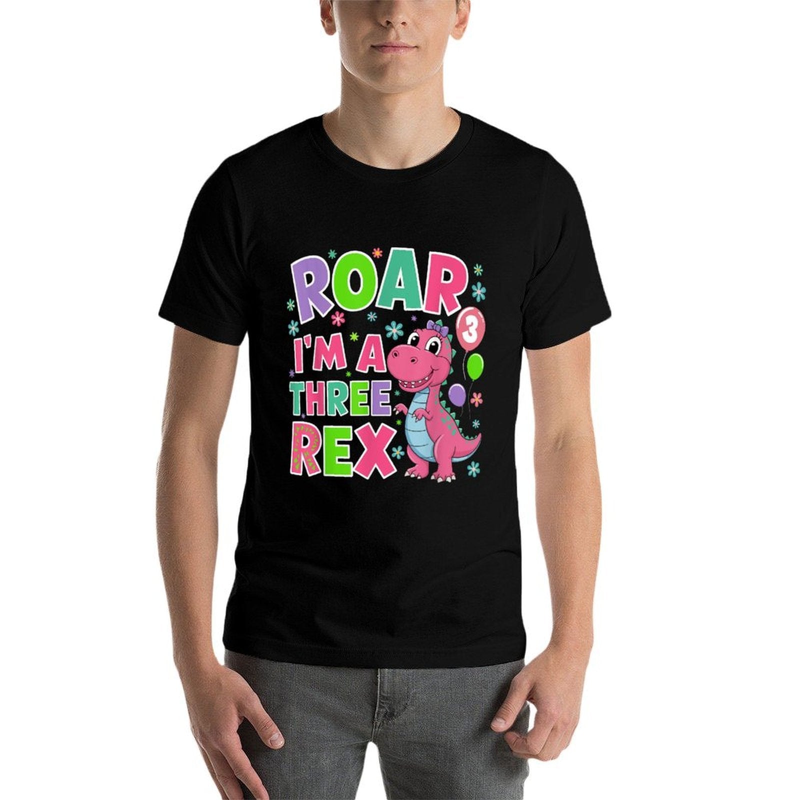 Roar I'm A Three Rex Birthday Girl 3 Year Old Dinosaur  Graphic-printed T-Shirt