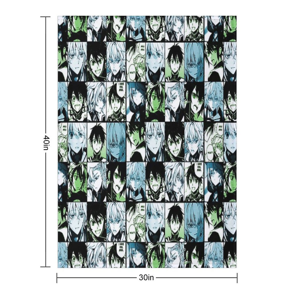 Mikaela X Yuichiro- Owari No Seraph Manga Collage Color Version Plush Throw Blanket