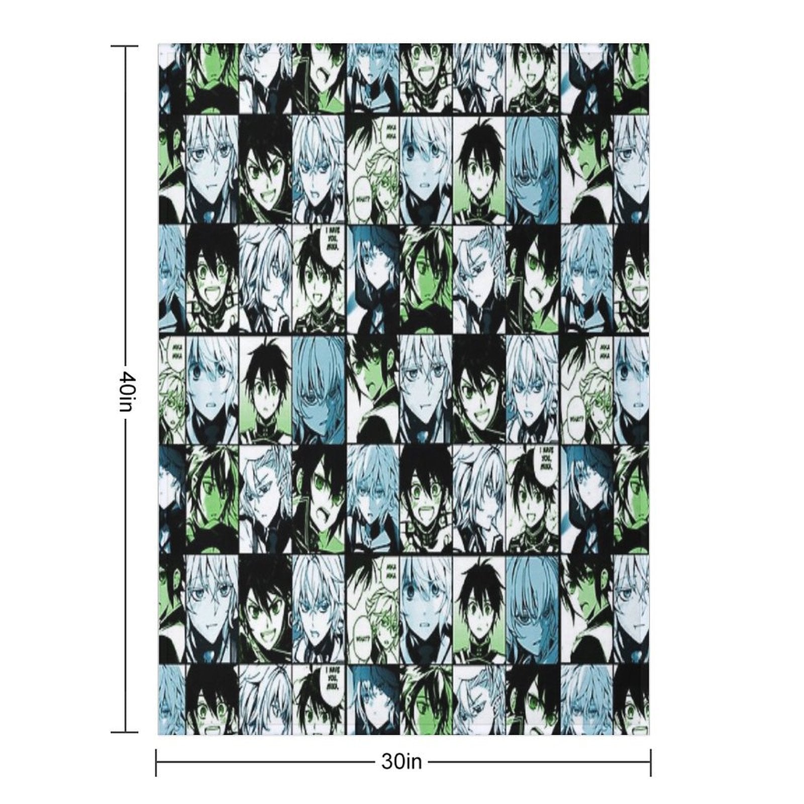 Mikaela X Yuichiro- Owari No Seraph Manga Collage Color Version Plush Throw Blanket