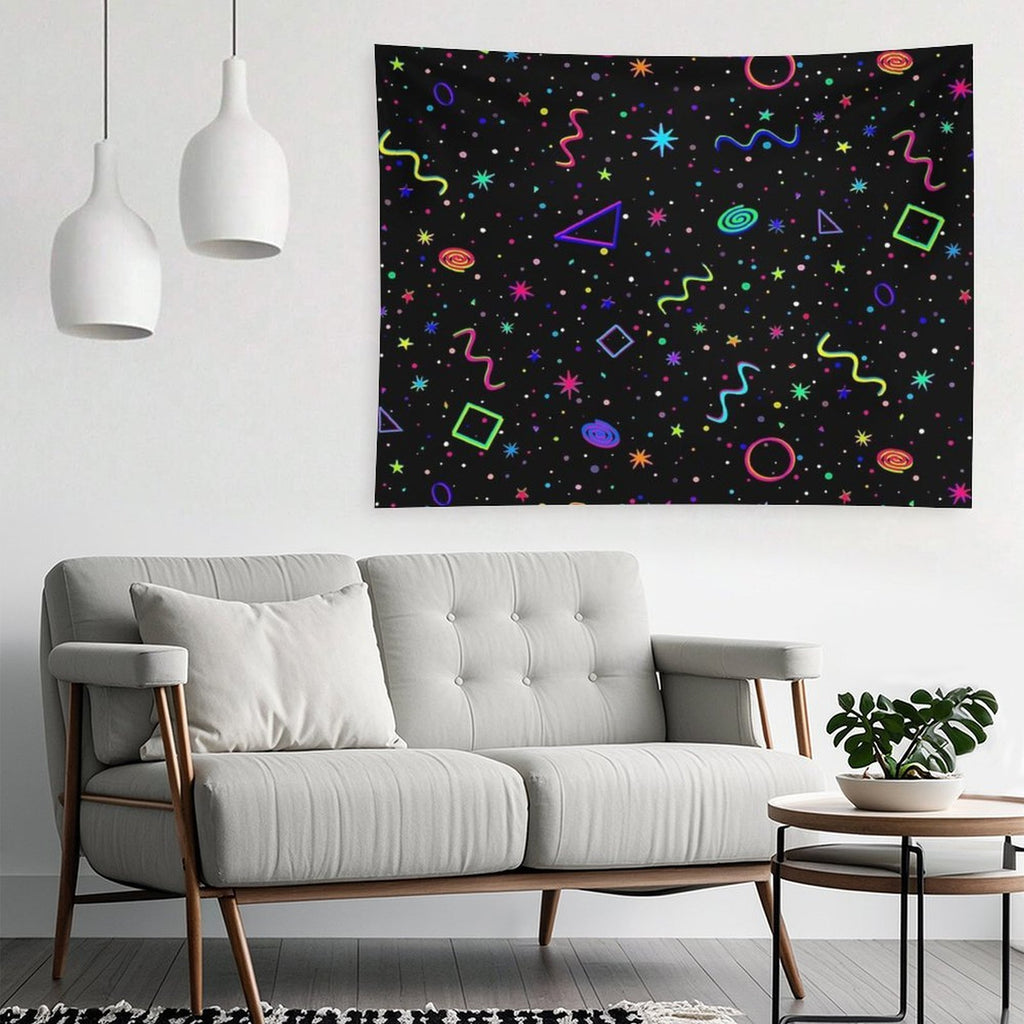 90's 2000's Carpet Pattern Design - Y2k Neon Bowling Alley Arcade Movie Theater Skate Rink Carpet Dreamcore Nostalgia Tapestry