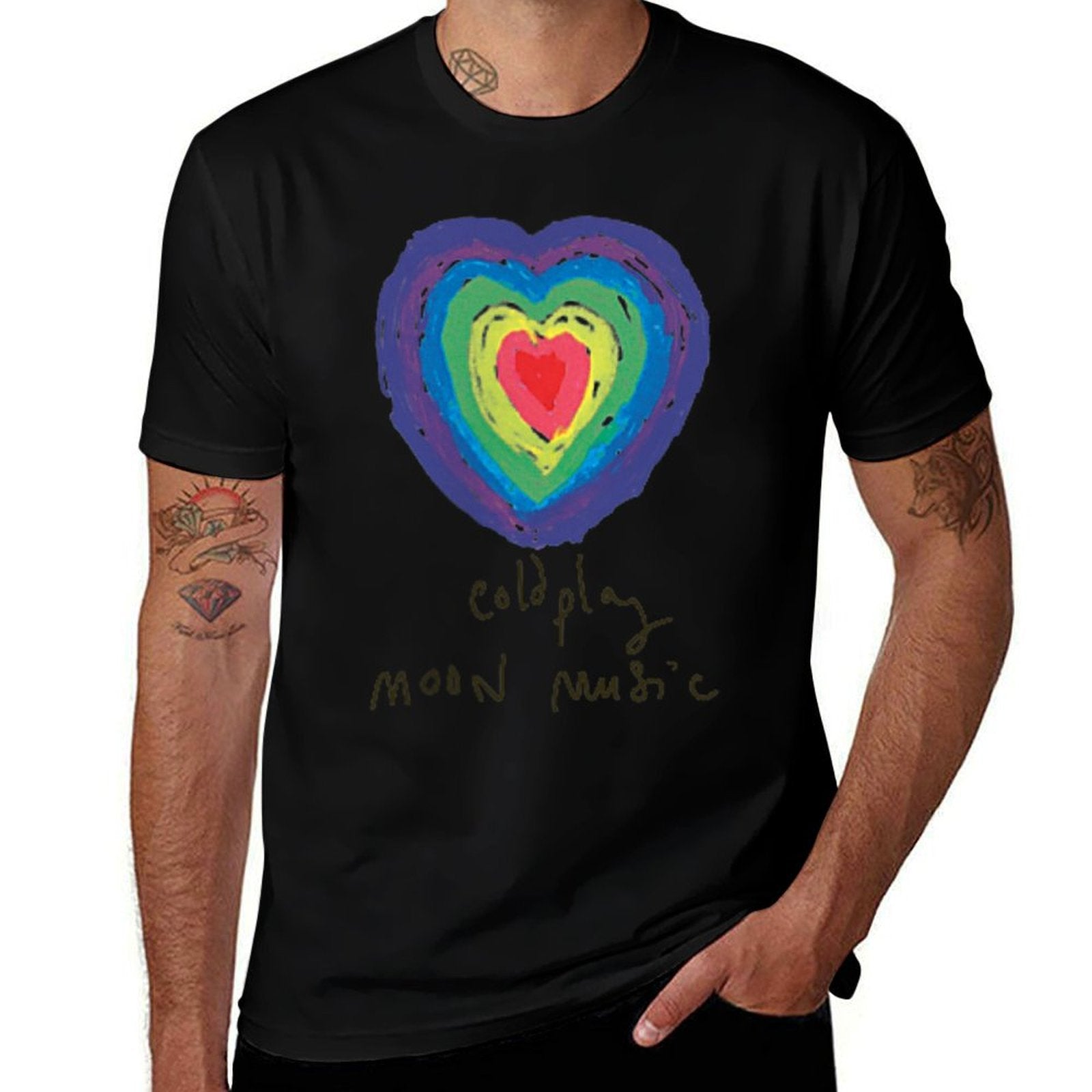 Coldplay Moon Music Heart Amazon Exclusive  Cotton T-Shirt