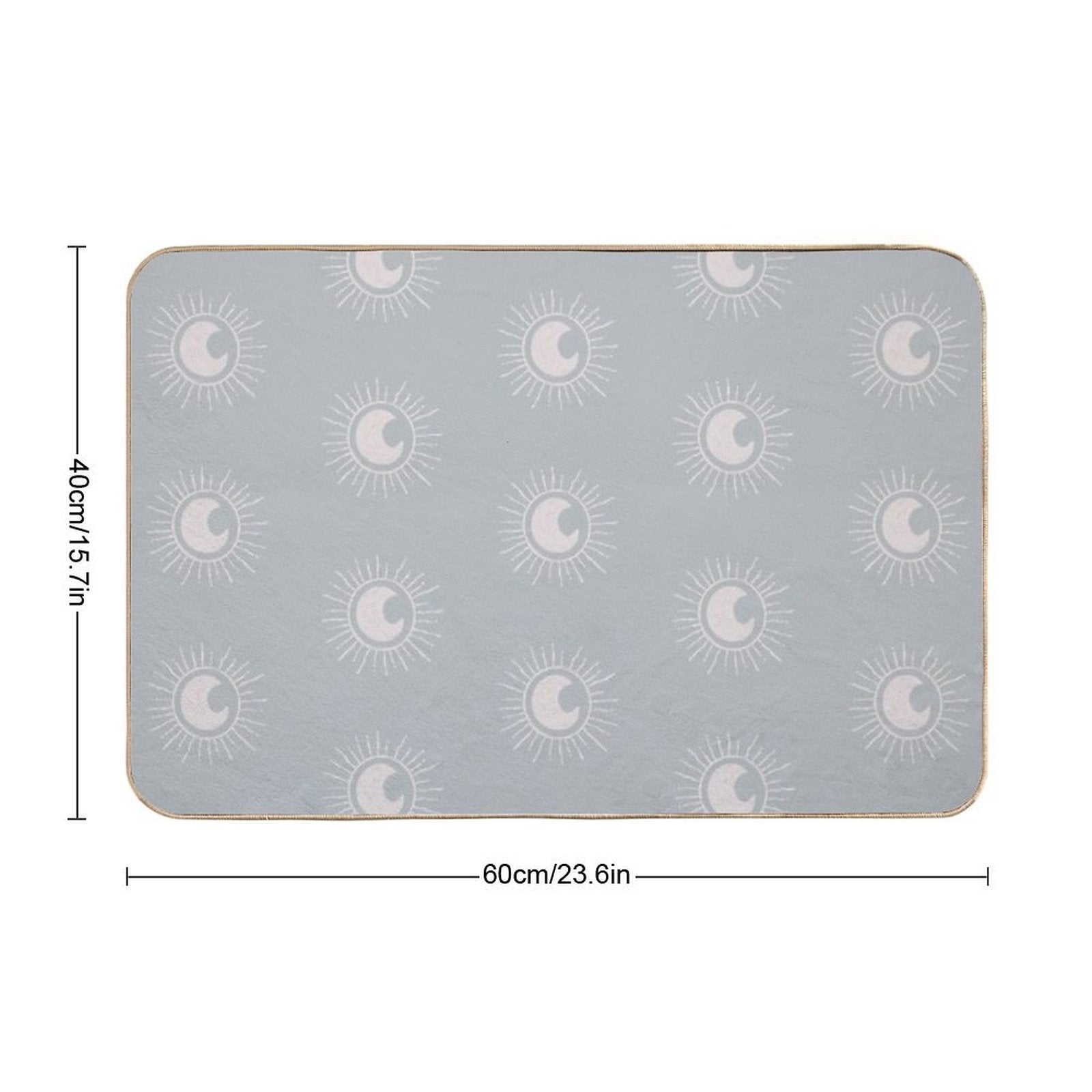 Boho Sun And Moon Pattern Bohemian Aesthetic In Muted Colors Muted Teal  Absorbent Bath Mat