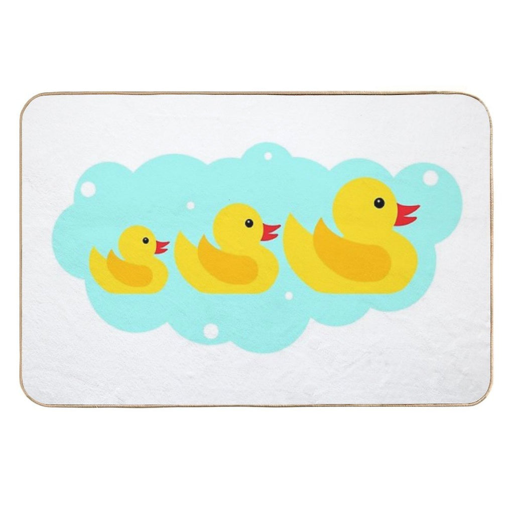 Cute Yellow Bathtime Rubber Ducks Family  Stain-Proof Bath Mat