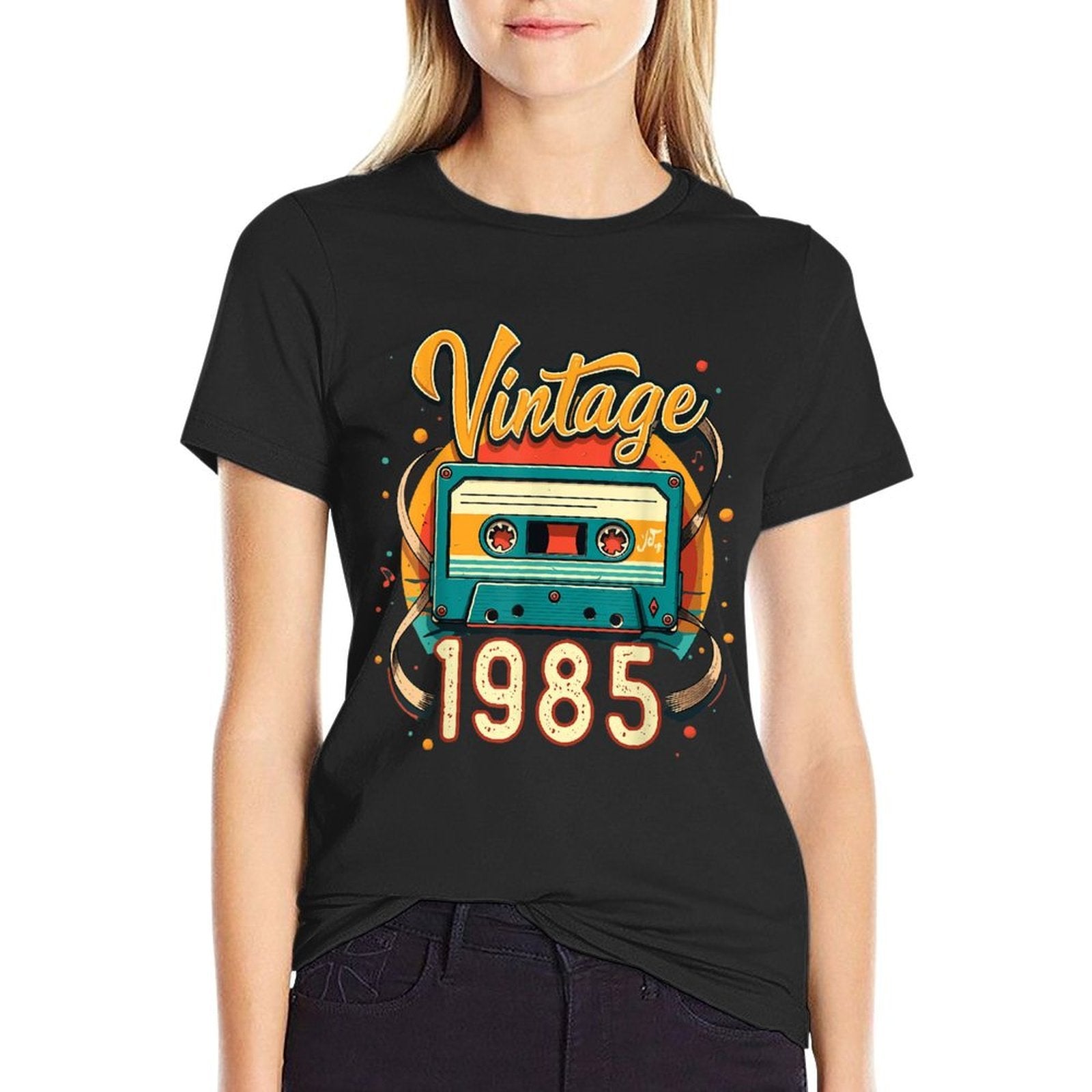 40th Birthday Gifts for Men Women Born in 1985 Retro Vintage  Rolled Sleeves T-Shirt