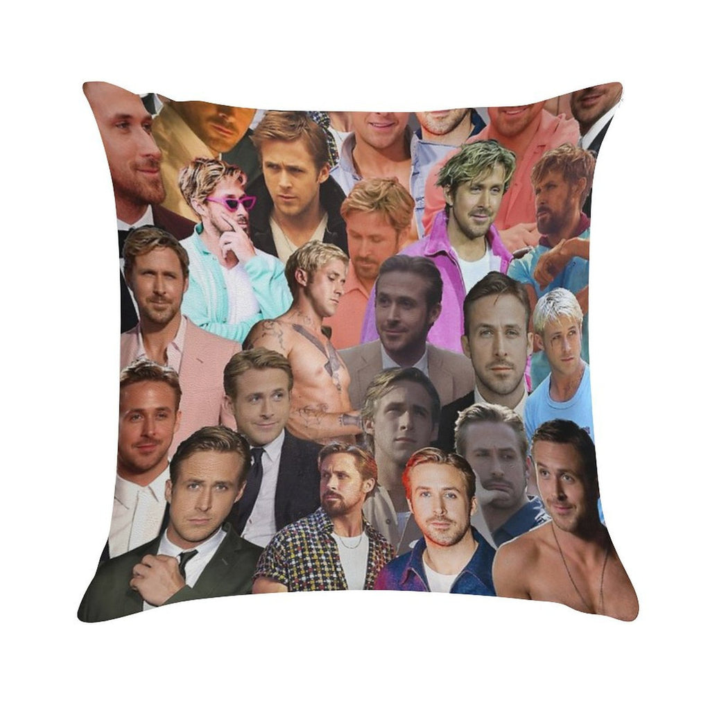Ryan Gosling Photo Collage Soft Gift Ready Throw Pillow