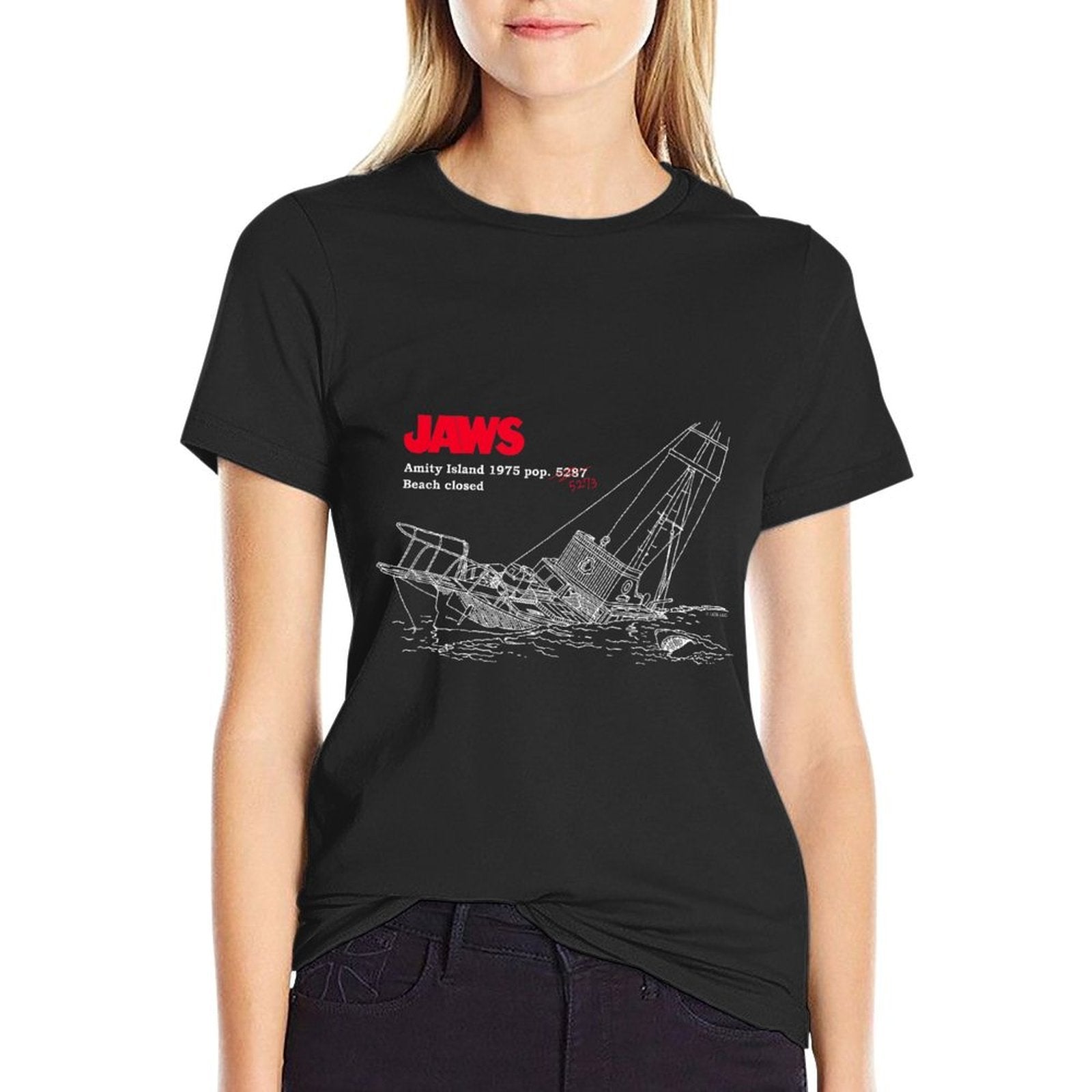 Jaws Amity Island Boat  Cotton T-Shirt