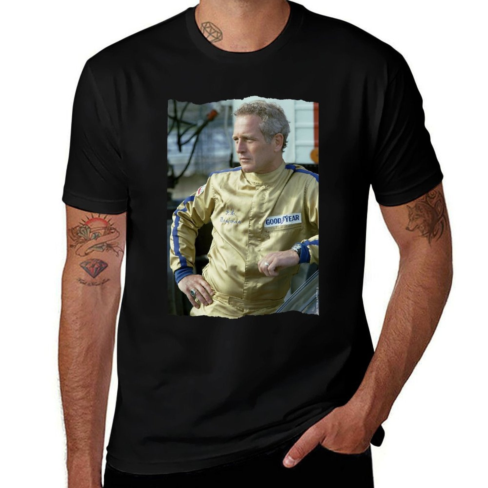 TV Times Paul Newman Race Suit 1974  Heathered Texture T-Shirt