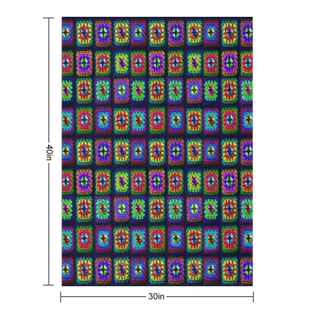 Vintage Granny Squares Print Wrinkle-free Throw Blanket
