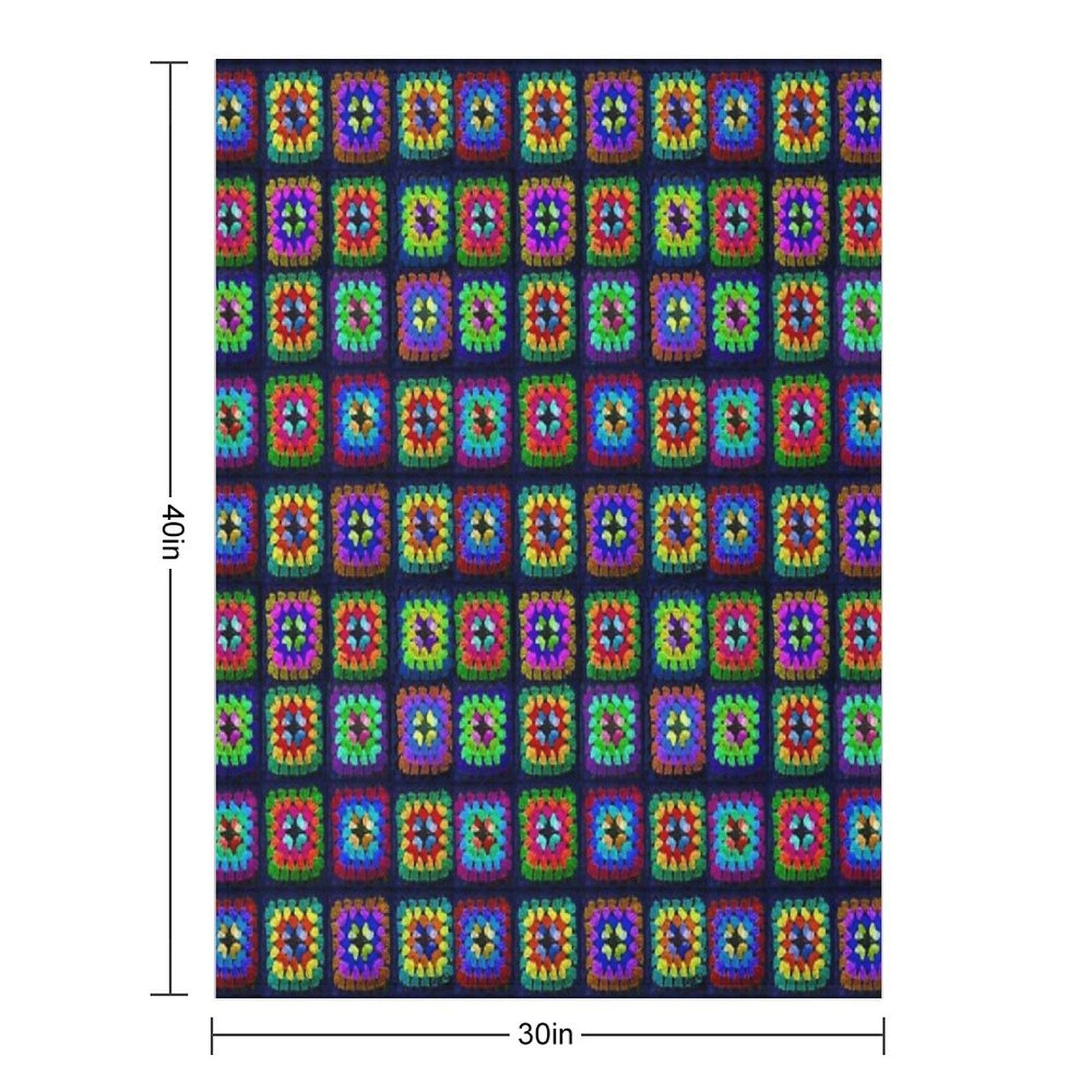 Vintage Granny Squares Print Wrinkle-free Throw Blanket