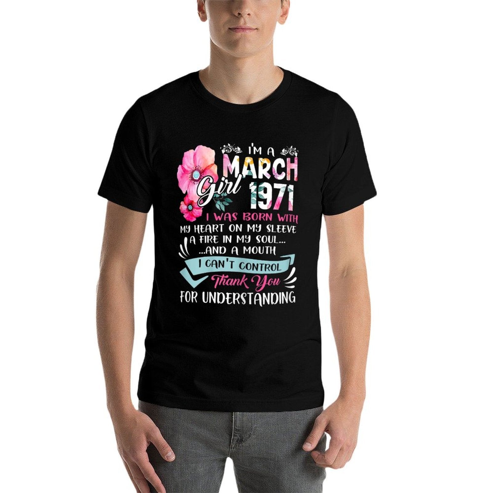 Awesome Since 1971 50th Birthday I'm A March Girl 1971  Oversized Silhouette T-Shirt