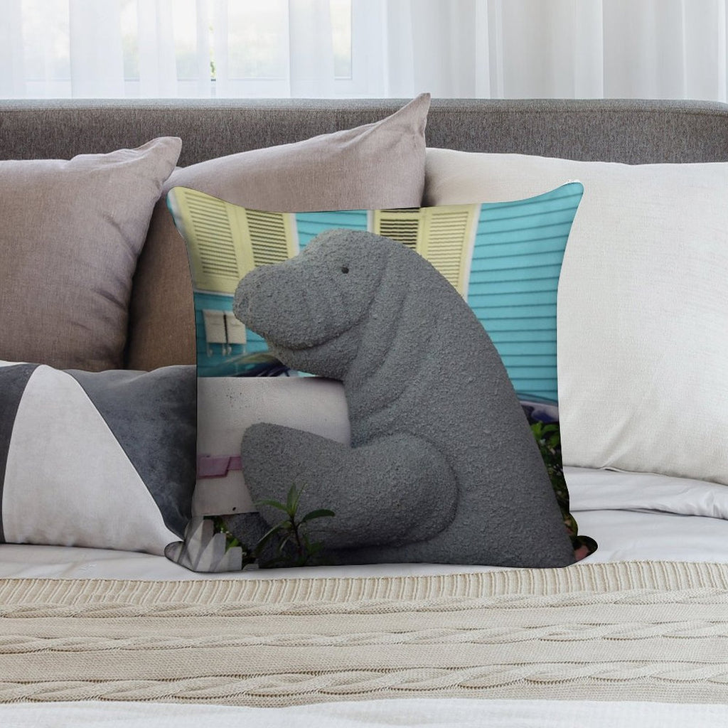 Manatee Mailbox Soft Shrink-Resistant Throw Pillow