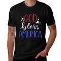 Patriotic USA Shirt - God Bless America  Ribbed Collar T-Shirt