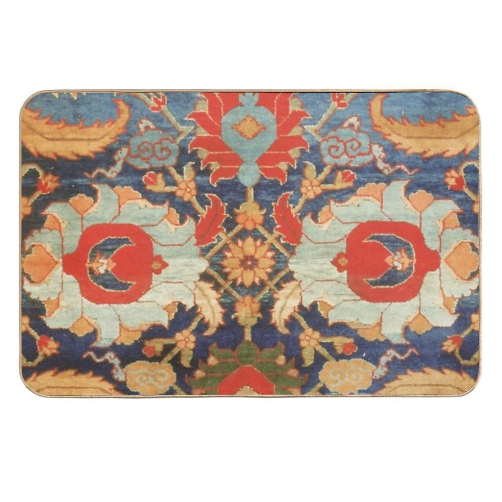 Indian Antique Floral Rug Print  Pet-Safe Bath Mat
