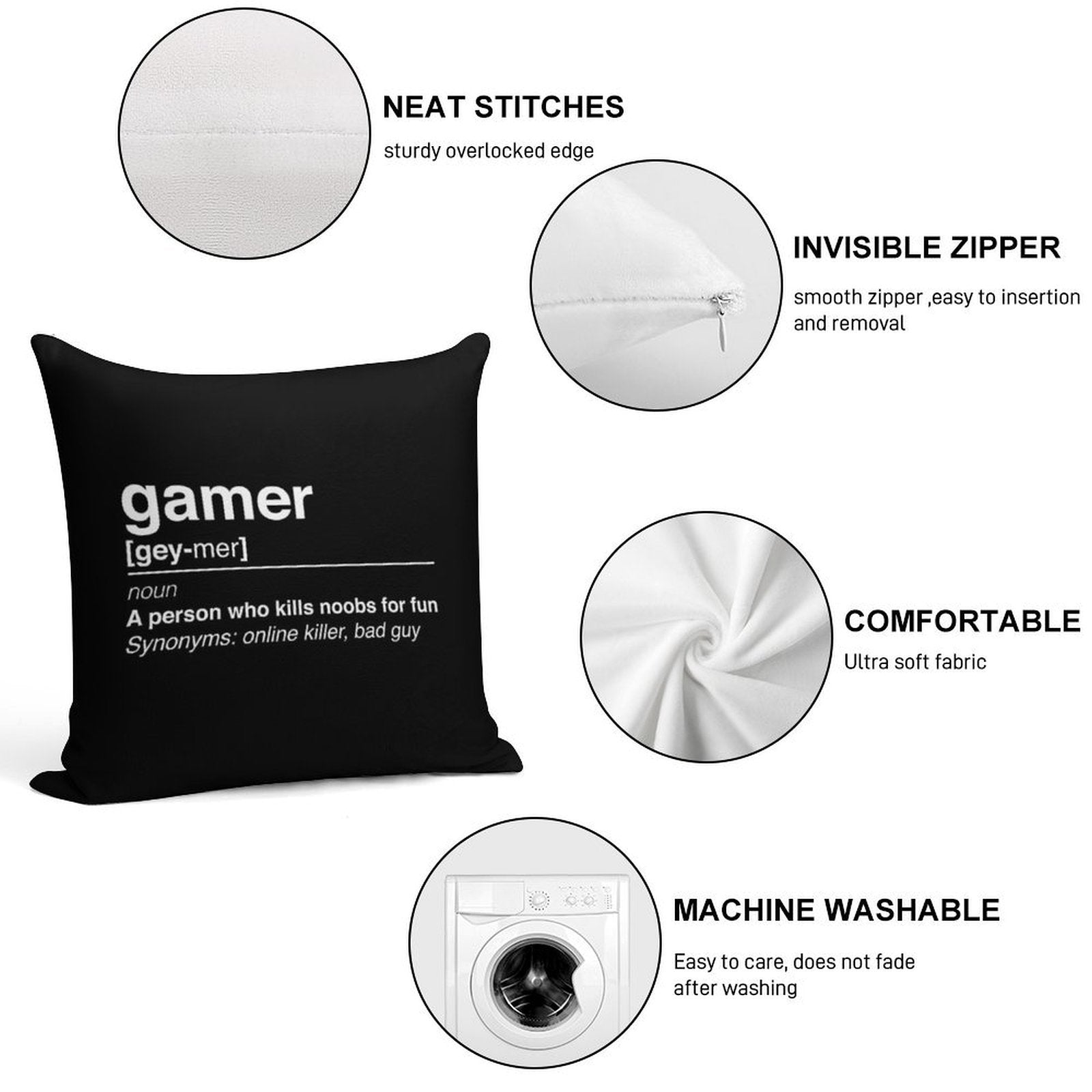 Gamer Definition Soft Ultra-Soft Texture Throw Pillow
