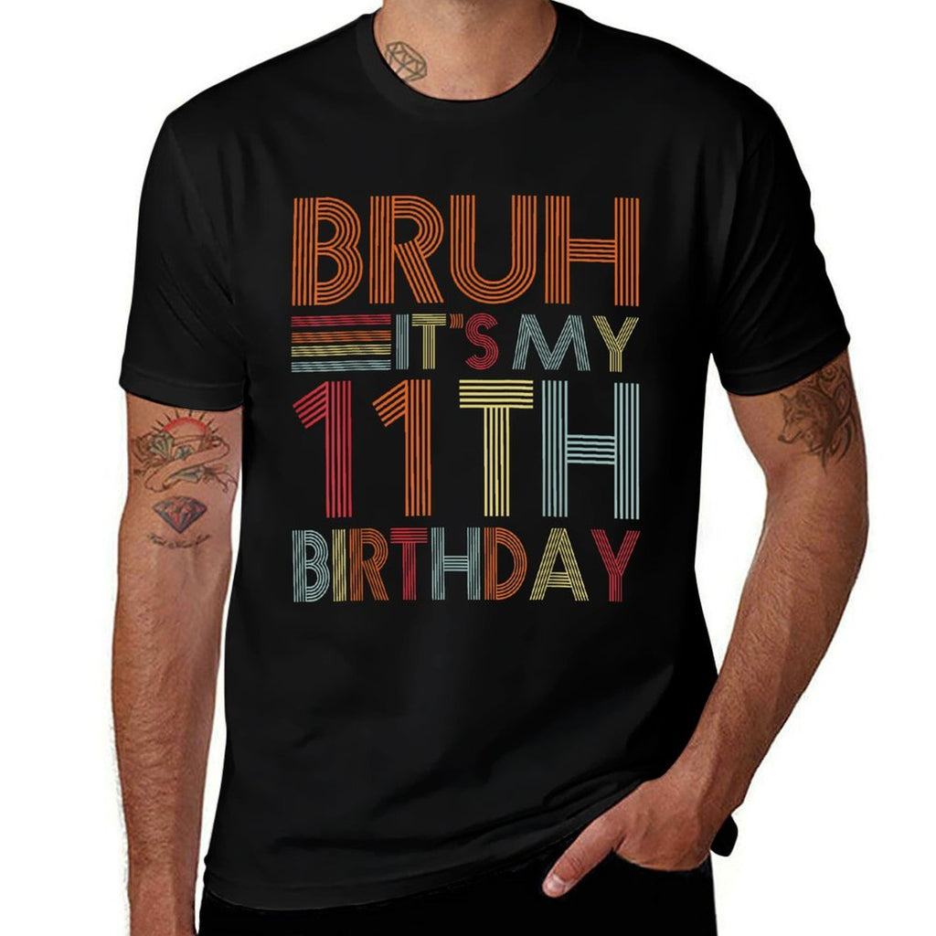 Bruh It's My 11th Birthday 11yr Old Boy 11 Year Old Birthday  Oversized Silhouette T-Shirt