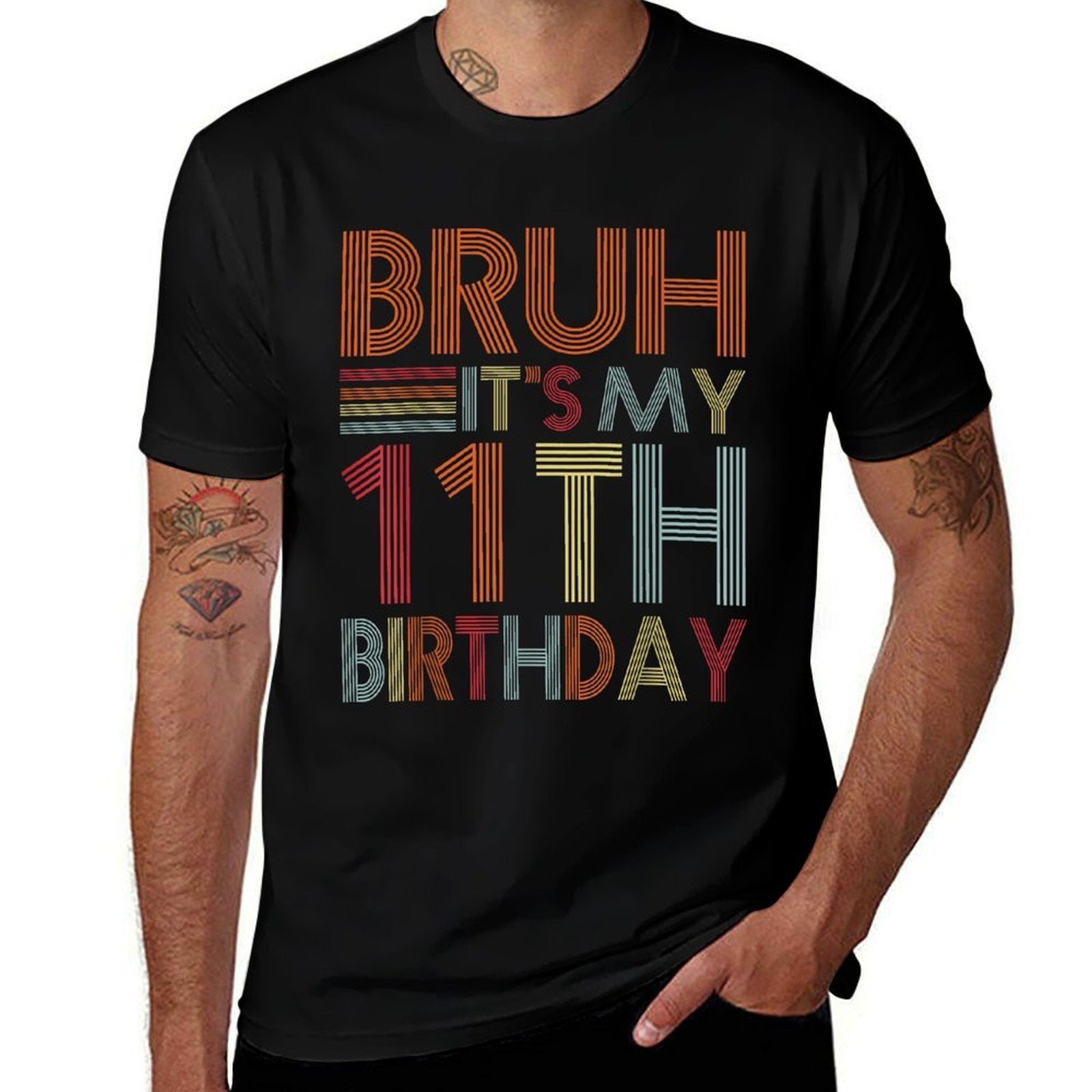 Bruh It's My 11th Birthday 11yr Old Boy 11 Year Old Birthday  Oversized Silhouette T-Shirt