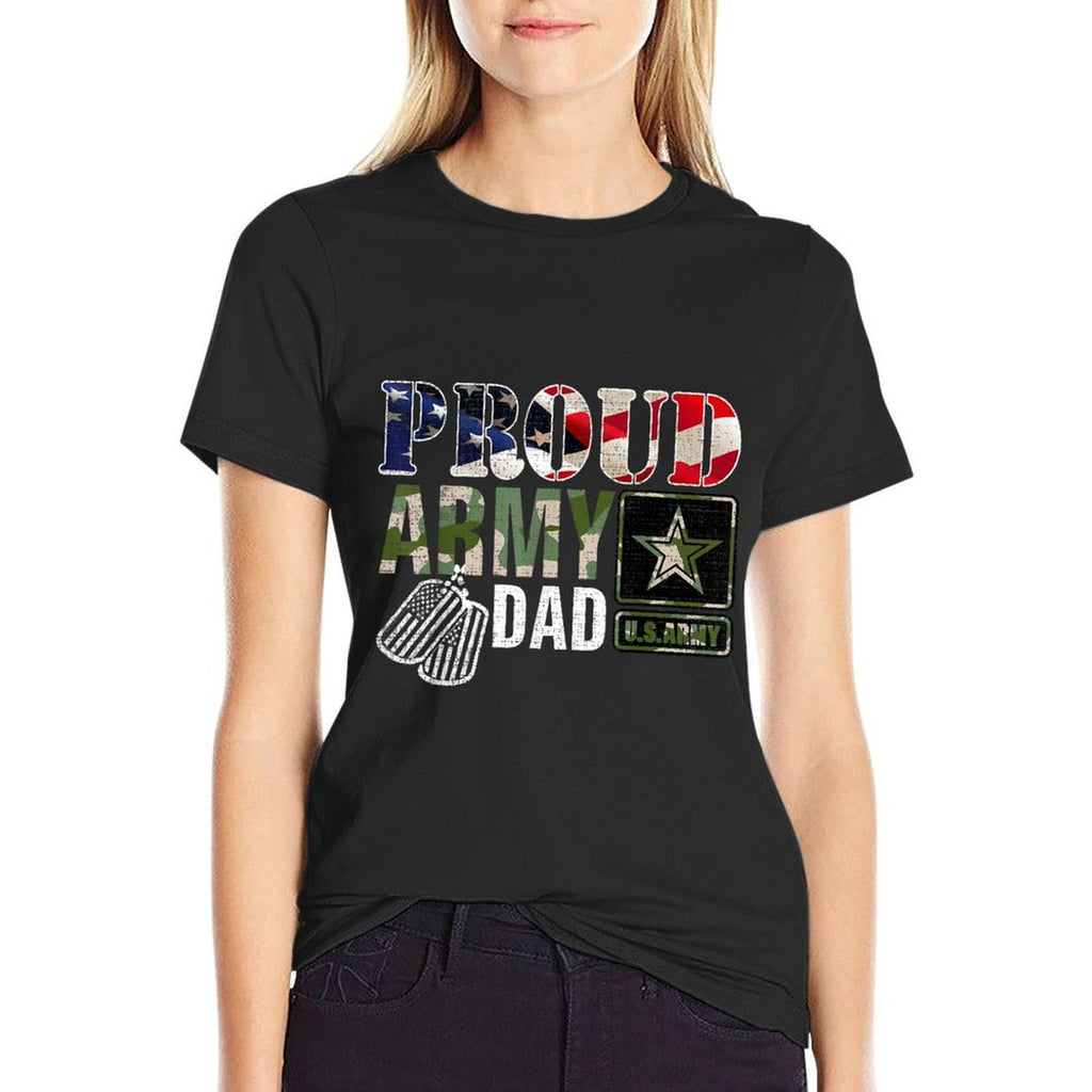 Vintage Proud Army Dad Camo With American Gift  Wrinkle-resistant T-Shirt