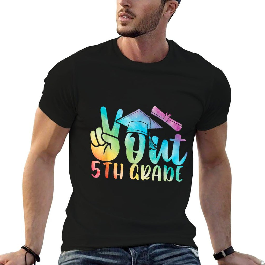 Peace Out 5th Grade Graduation Shirt Tie Dye Kids  Versatile T-Shirt