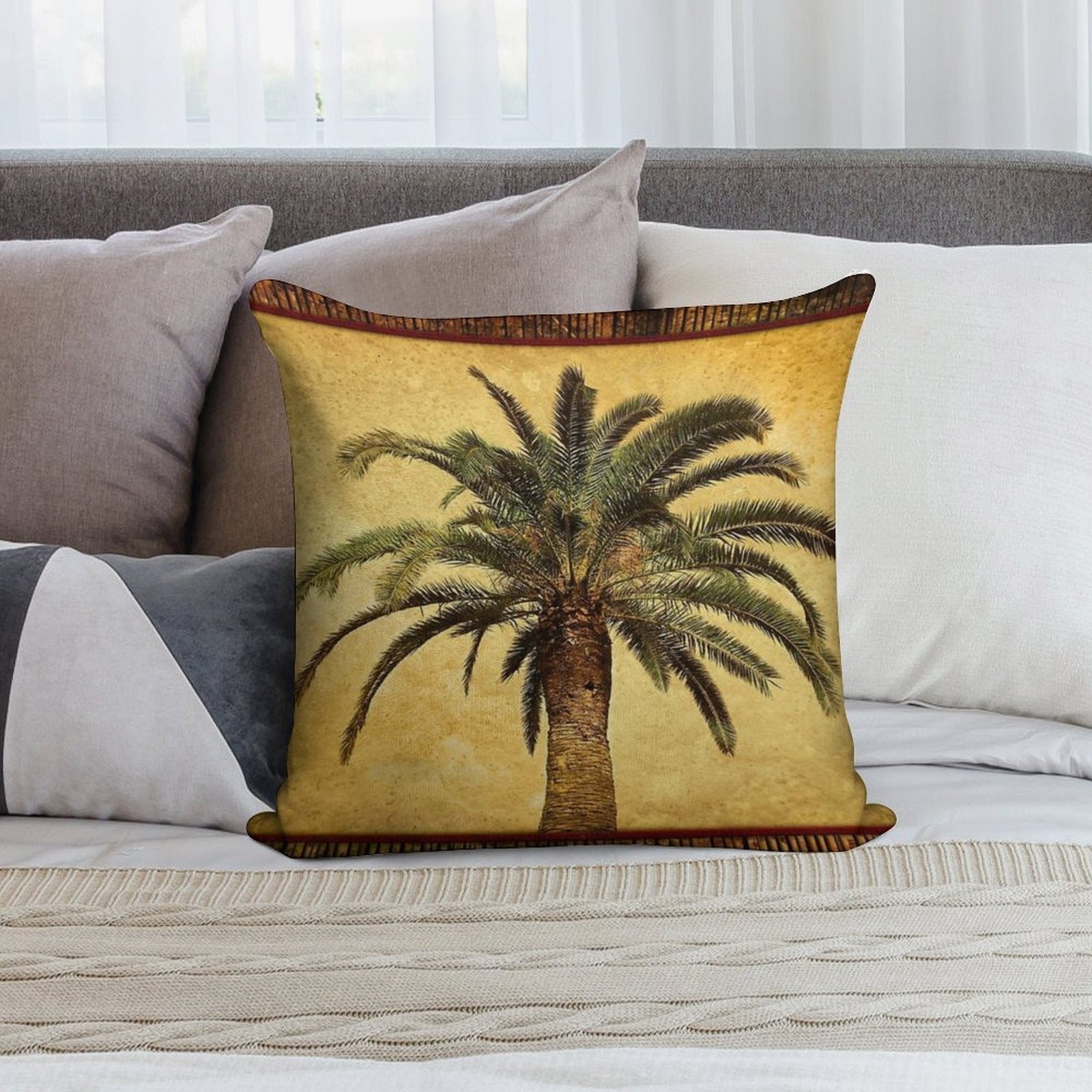 Tropical Retro Palm Tree Vintage Hawaiian Palms Soft Ultra-Soft Texture Throw Pillow