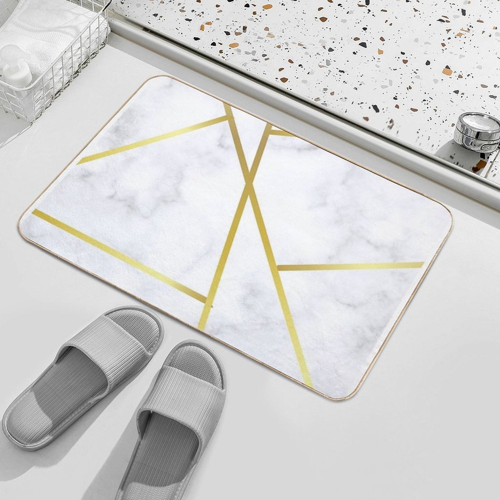 Gold Marble on White  Pet-Safe Bath Mat