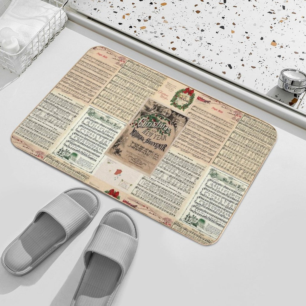 Vintage Christmas Music Carols  Easy Maintenance Bath Mat