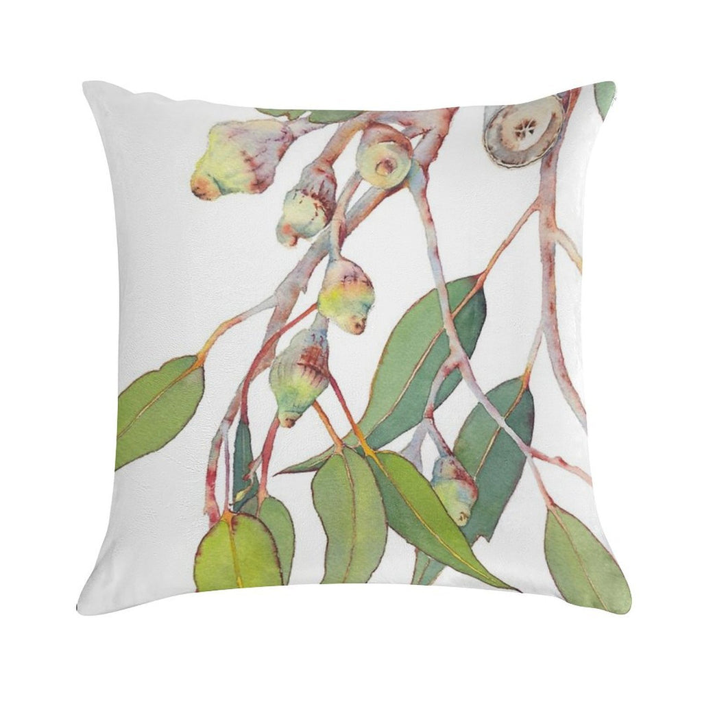 Australian Native Eucalyptus Tree Branch Watercolour Soft Hidden Zipper Throw Pillow