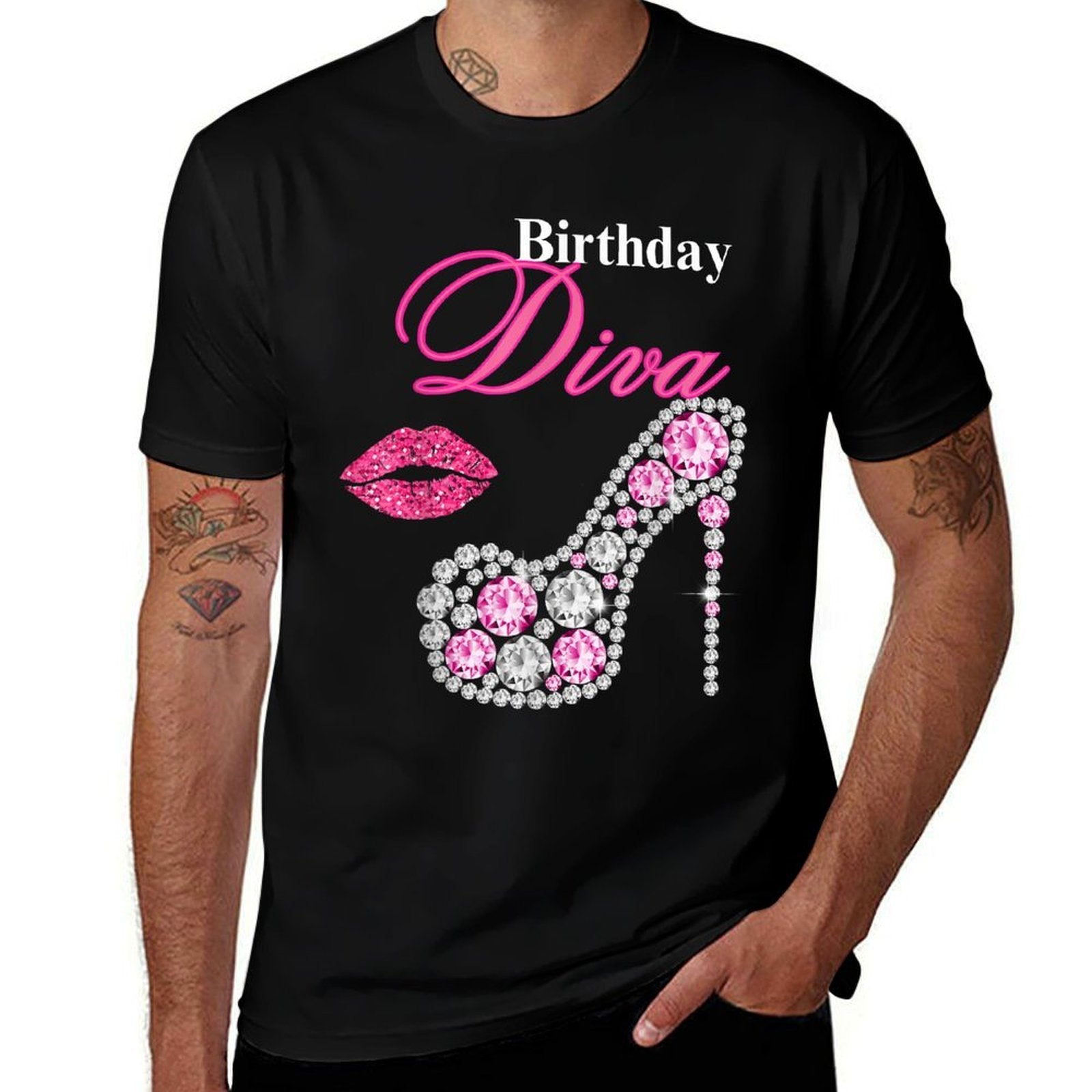 Hot Pink Lips Gifts High Heel Afro Diva Birthday Melanin  Wrinkle-resistant T-Shirt