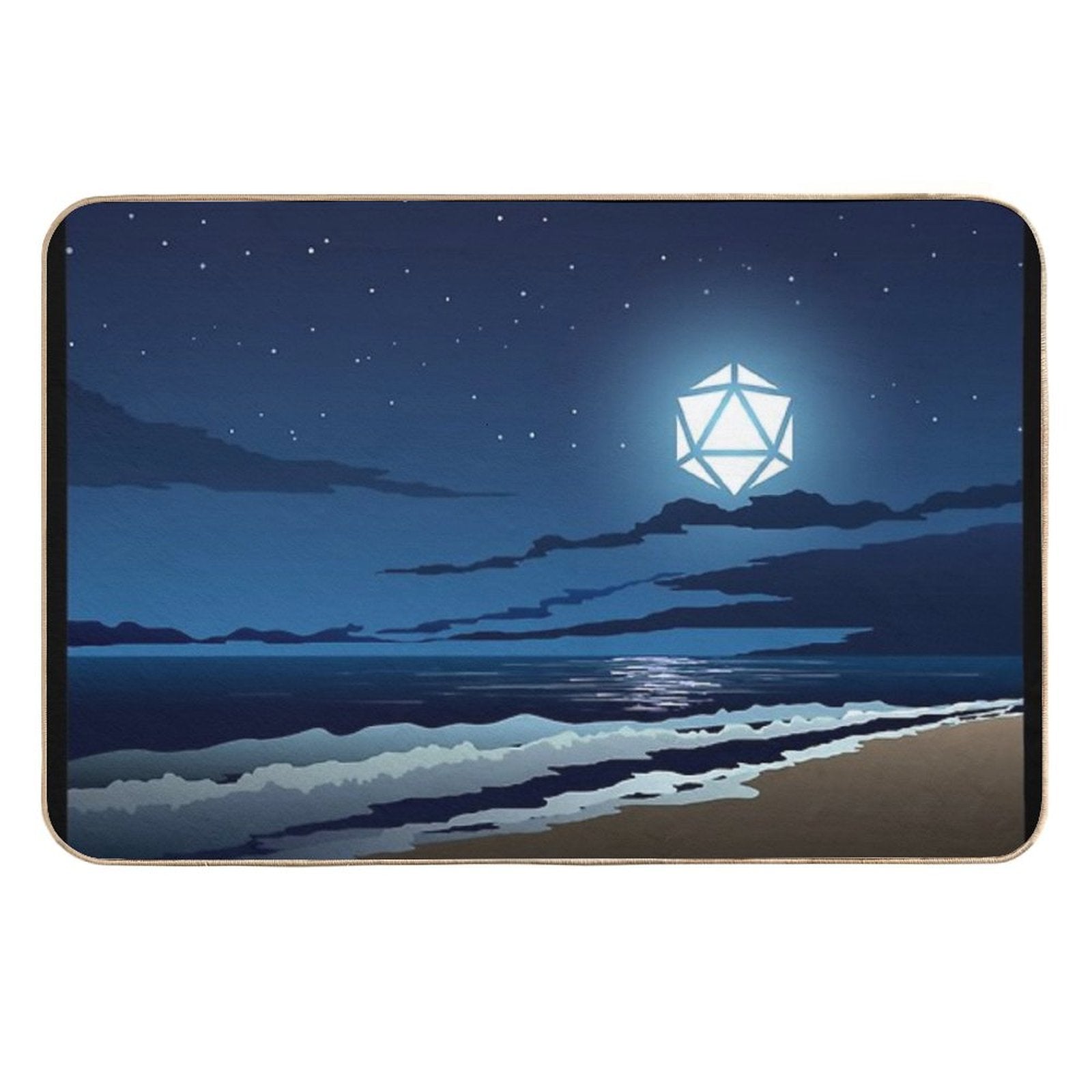 Beach Full Moon D20 Dice RPG Night Roleplaying Landscapes  Easy To Clean Bath Mat