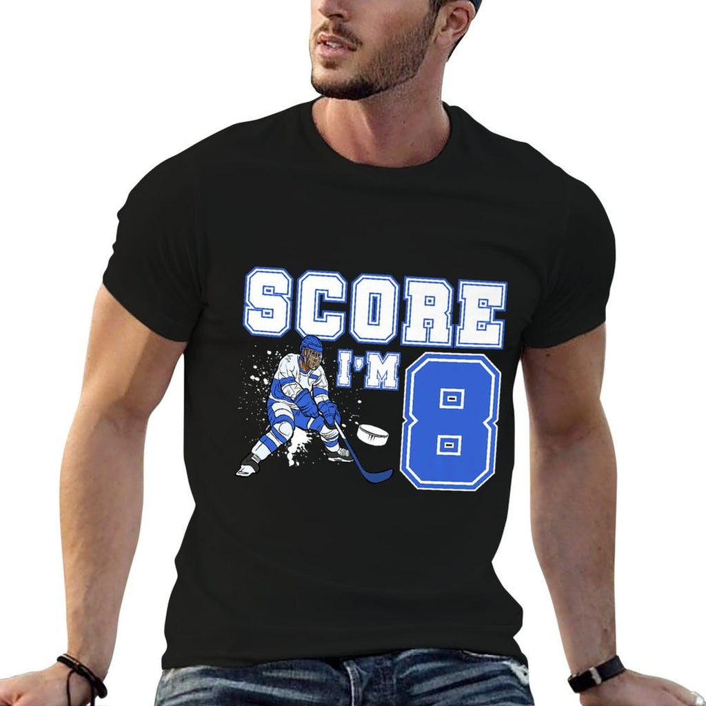 8th Ice Hockey Birthday Eight Year Old Ice Hockey Player Premium  Trendy Pattern T-Shirt