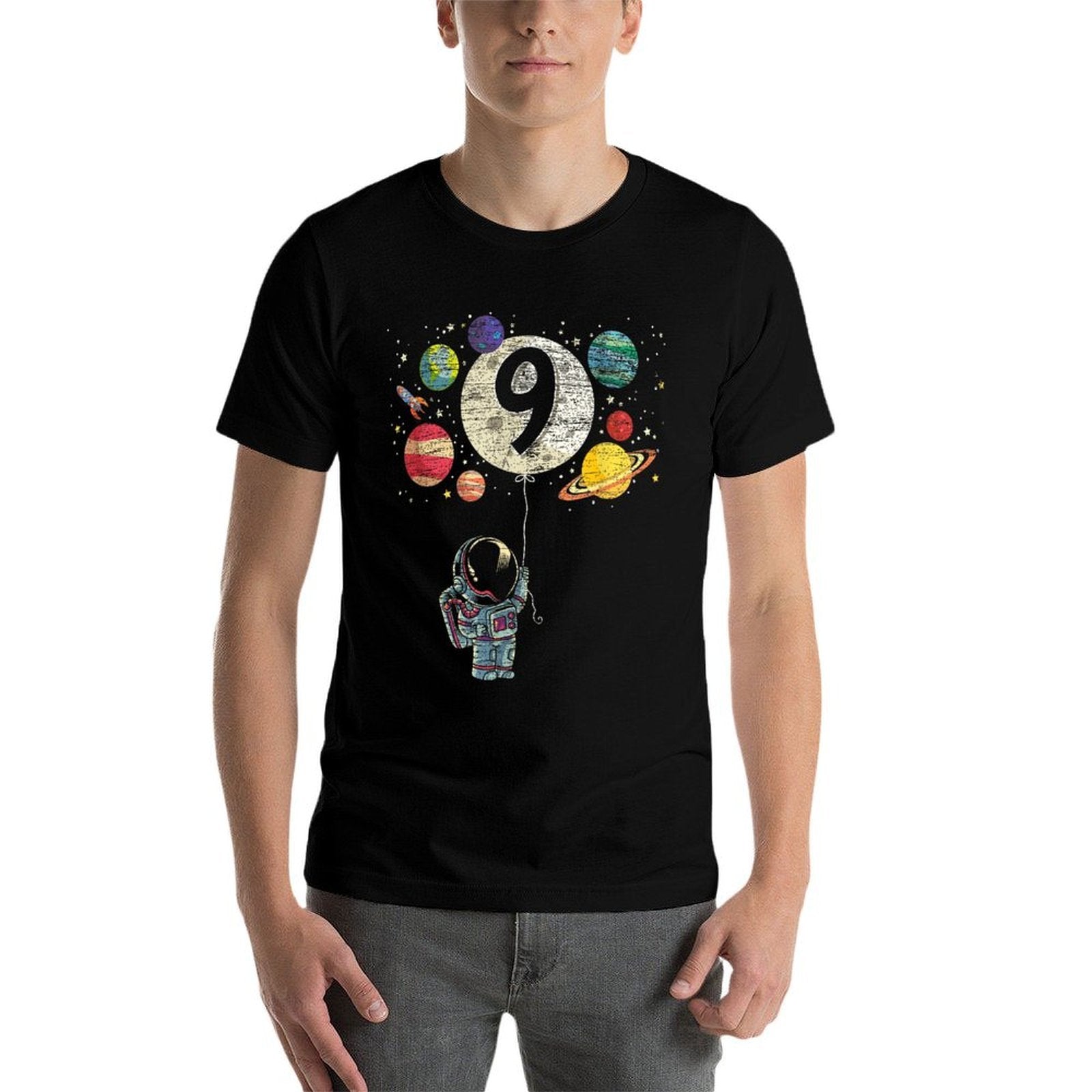 9 Years Old Birthday Boy Gifts Astronaut 9th Birthday  Fade-proof Color T-Shirt