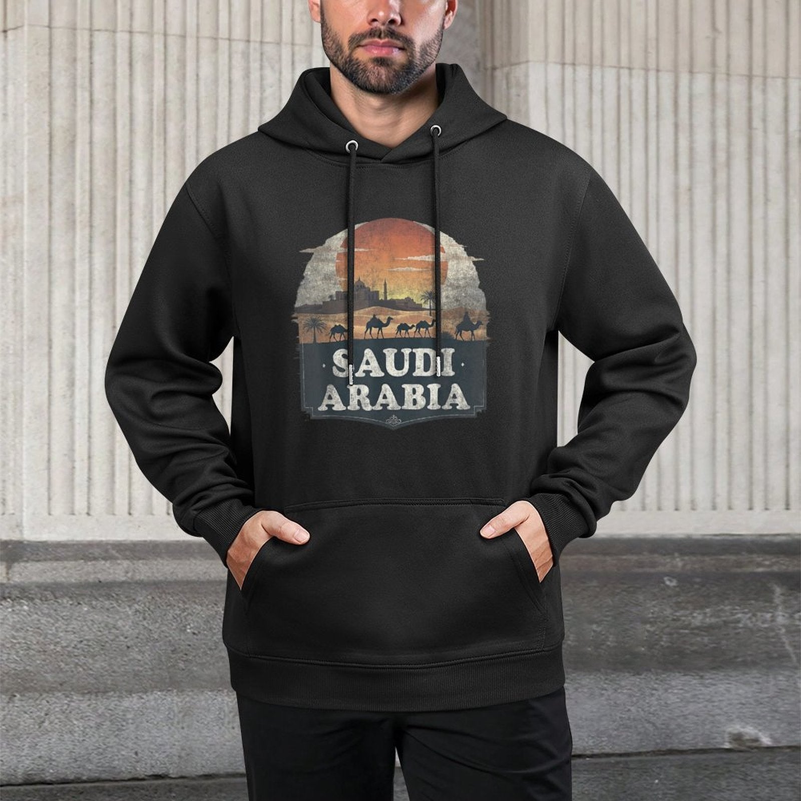 Retro Saudi Arabia Landscape Vintage Souvenir Durable Construction Hoodie