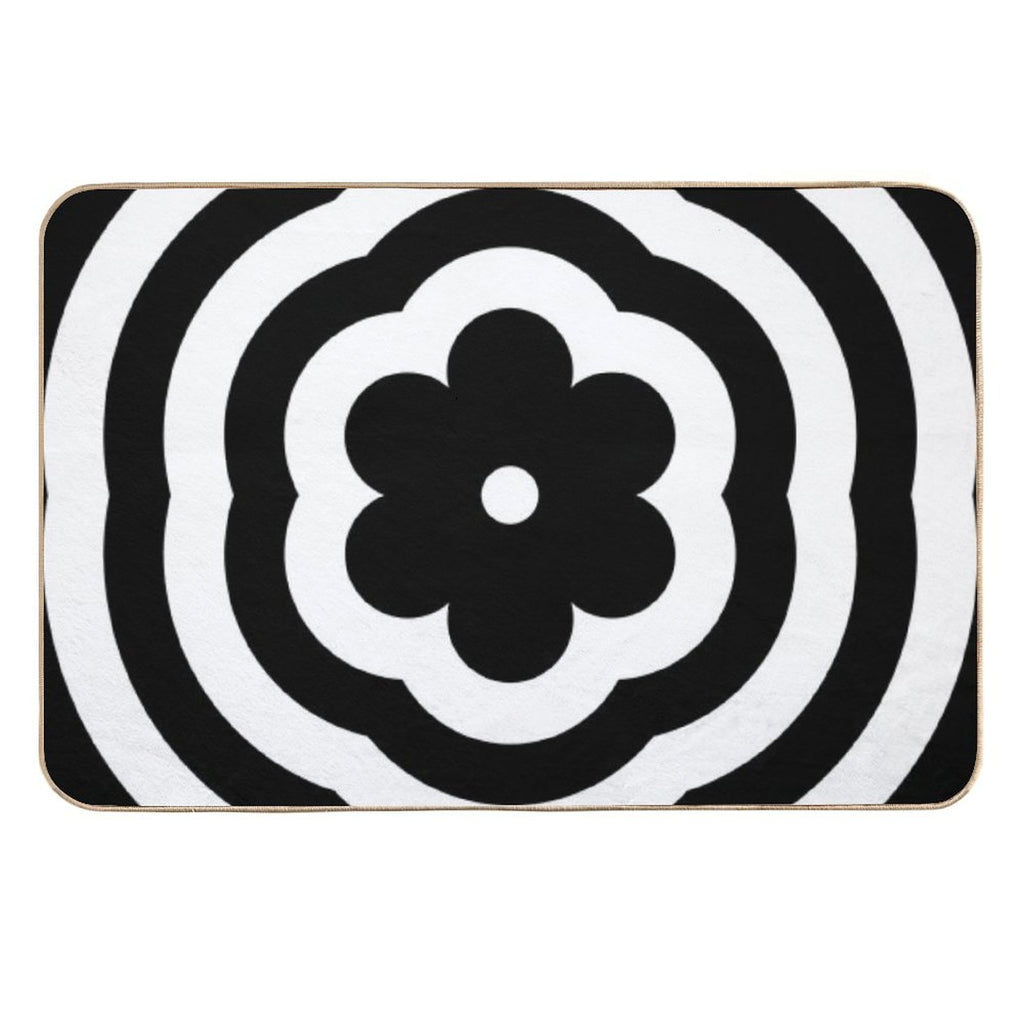 Black And White Rainbow Mod Flower  Anti-Trip Bath Mat