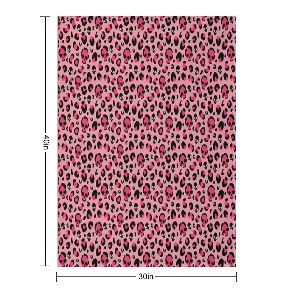Skull Leopard Print on Pink Background. Premium Throw Blanket