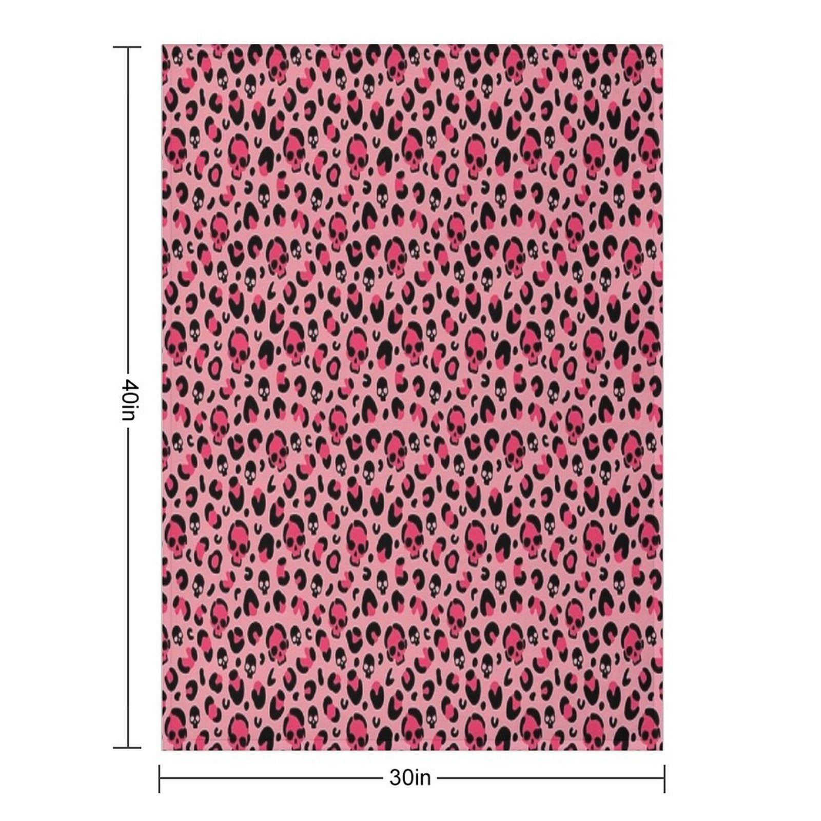 Skull Leopard Print on Pink Background. Premium Throw Blanket