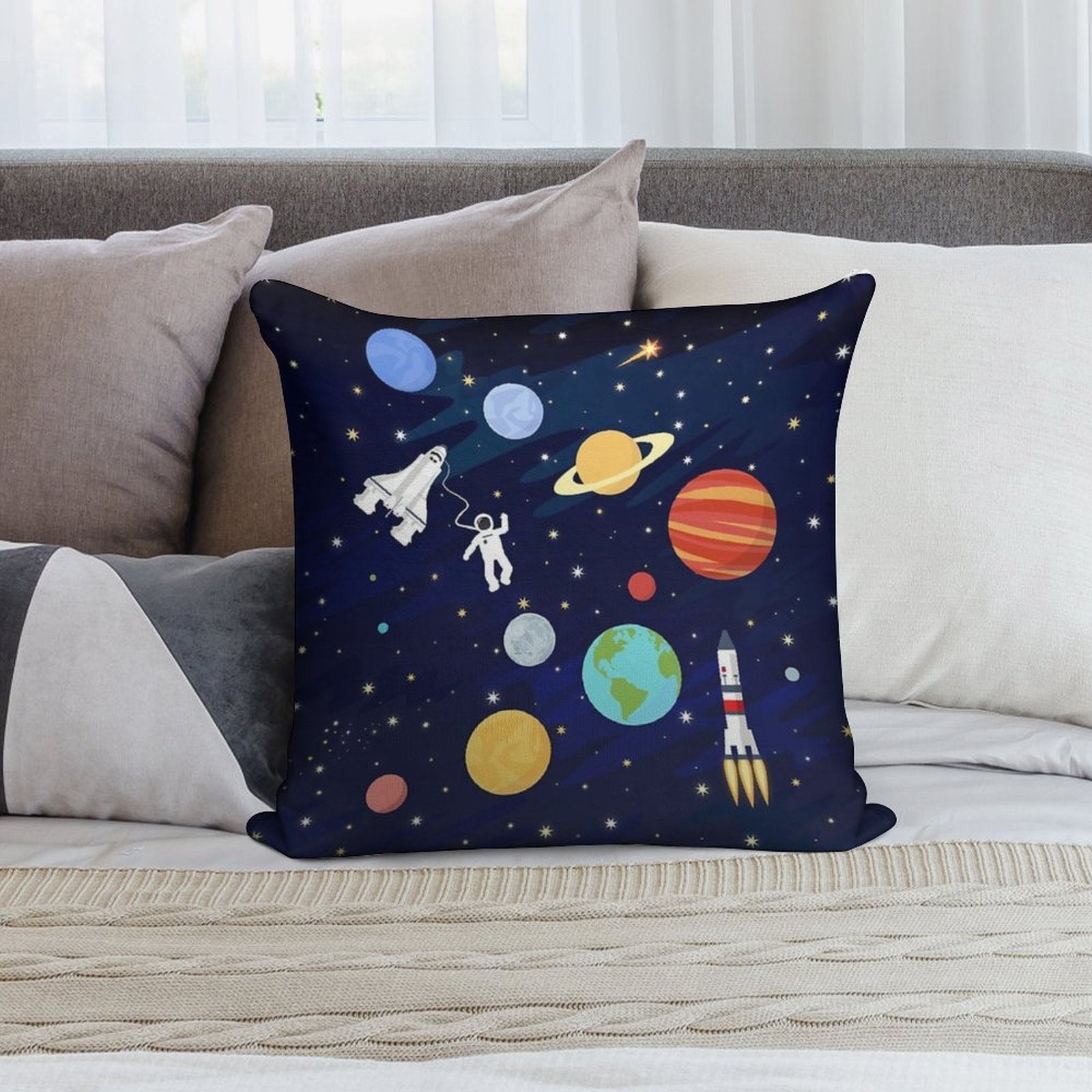 In Space Soft Shrink-Resistant Throw Pillow