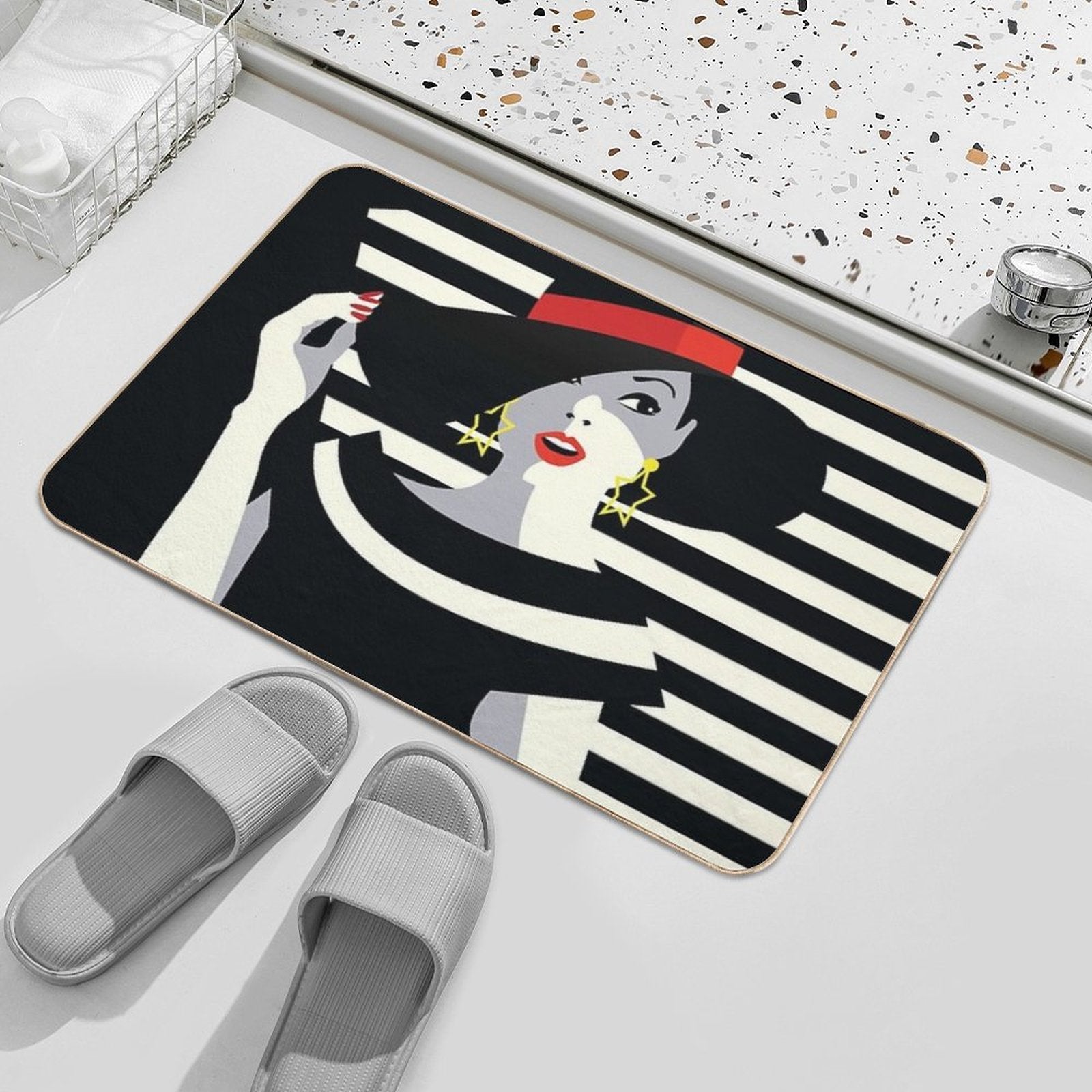 Eighties Fashionista - Nagel Inspired Retro Socialite  Eco-Friendly Bath Mat