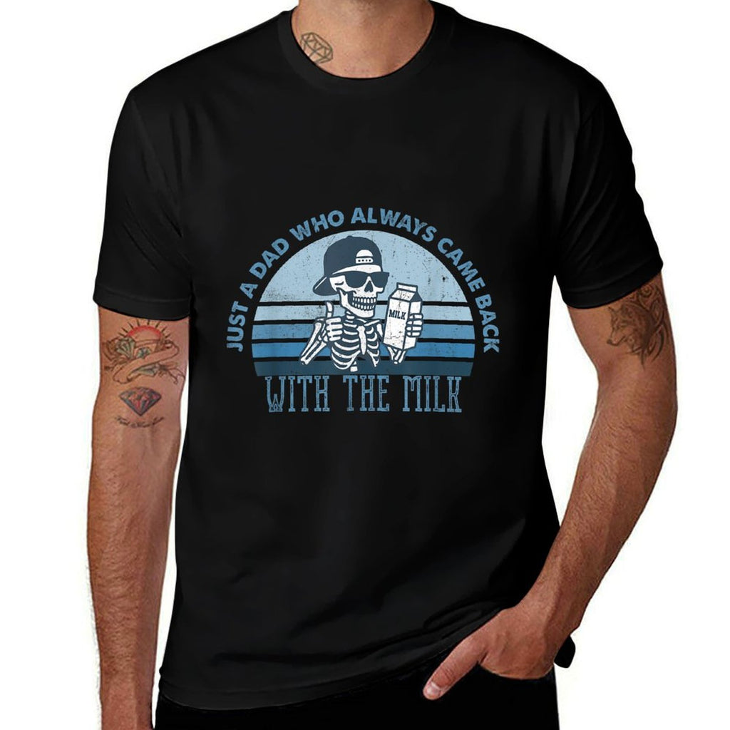 Just A Dad Who Always Came Back With The Milk Father's Day  Heathered Texture T-Shirt