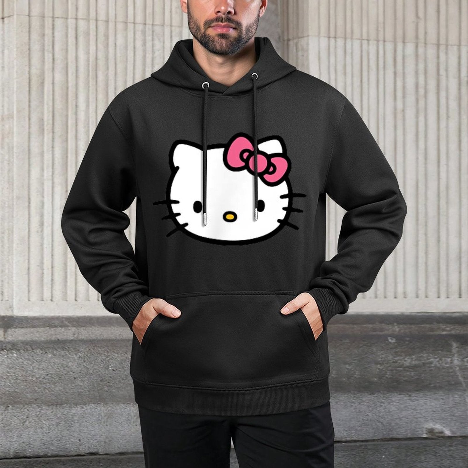 Hello Kitty Front And Back Logo Medium-Weight Fabric Hoodie