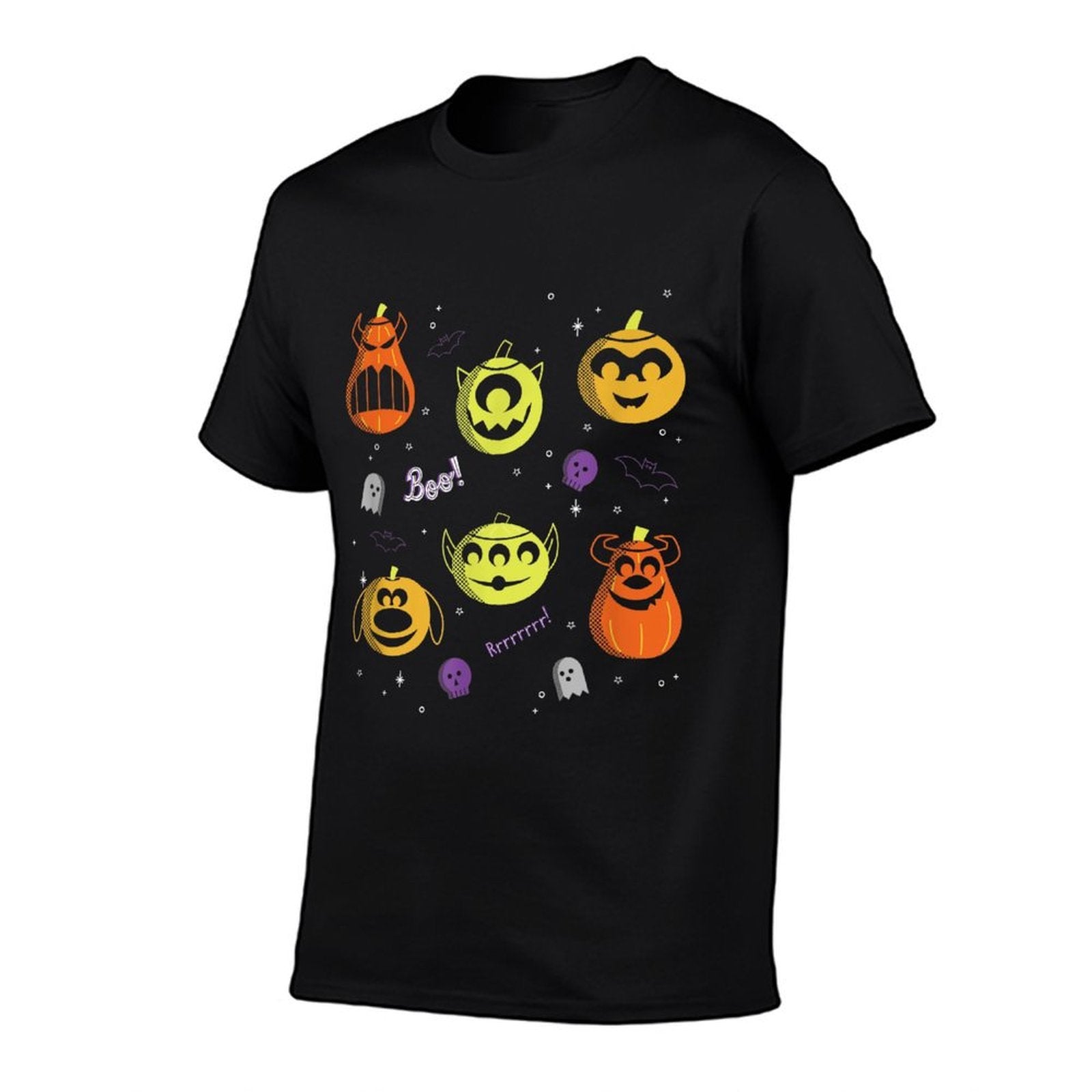 Disney Pixar Multi Franchise Halloween Spooky Pumpkin Heads  Heathered Texture T-Shirt