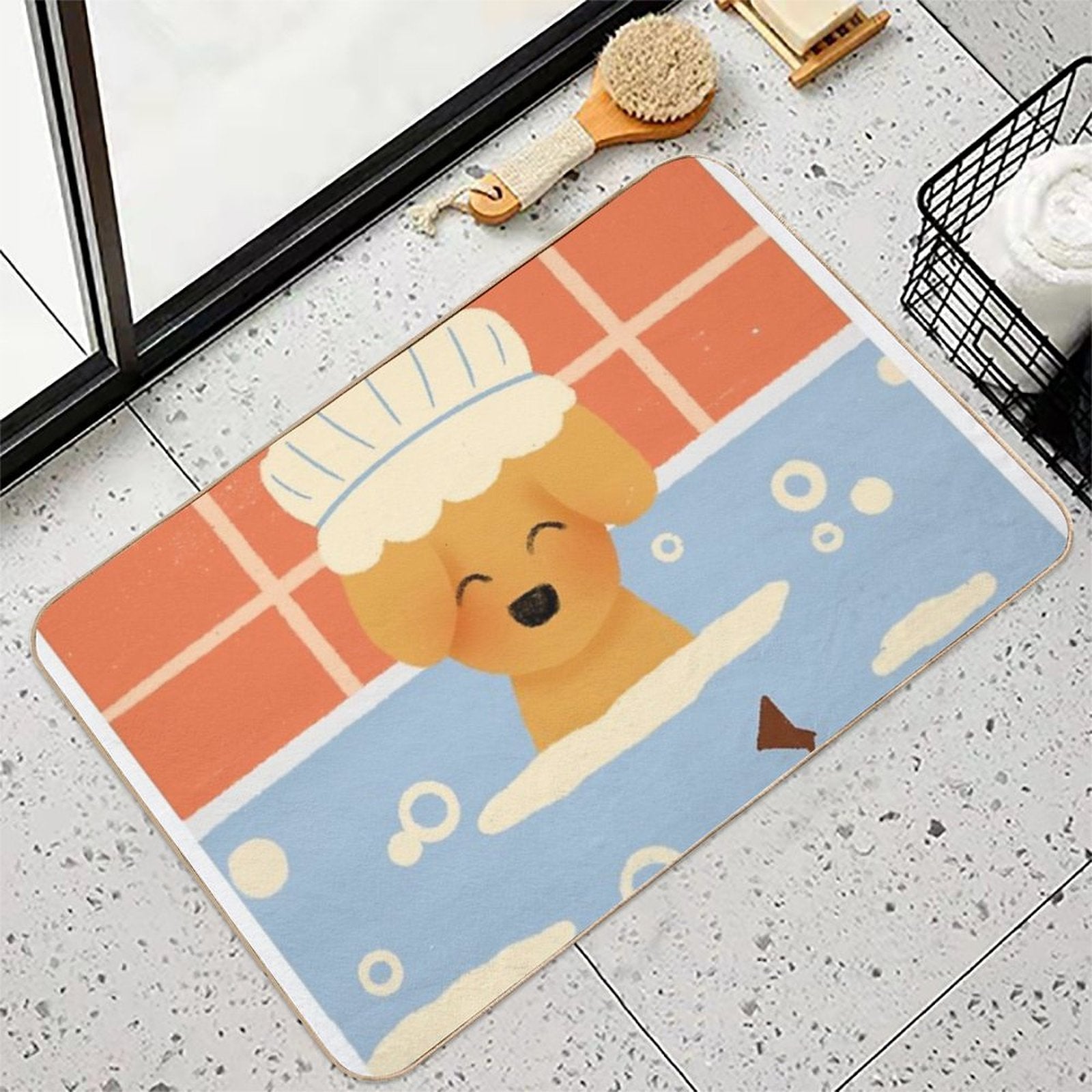 Puppy Bathtime Fun  Versatile Bath Mat
