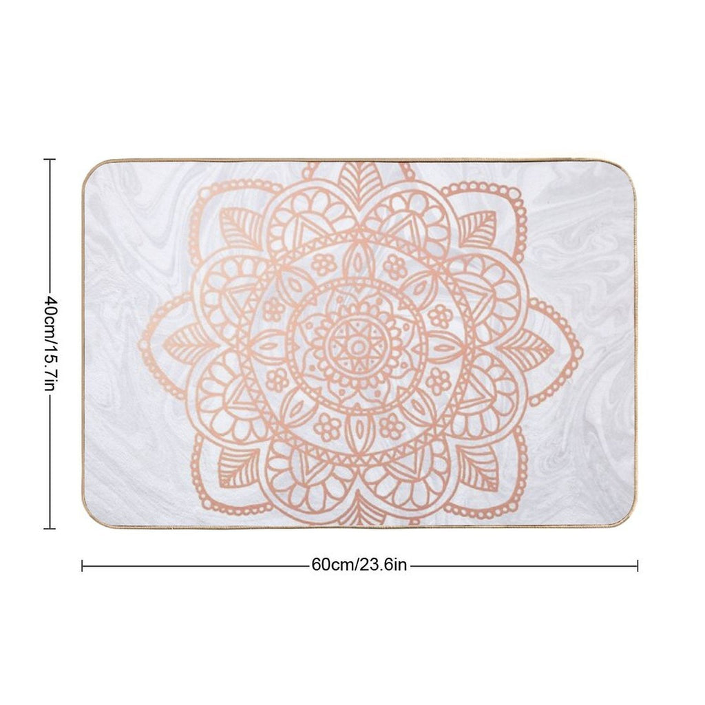 Rose Gold Mandala on White Marble  Versatile Bath Mat