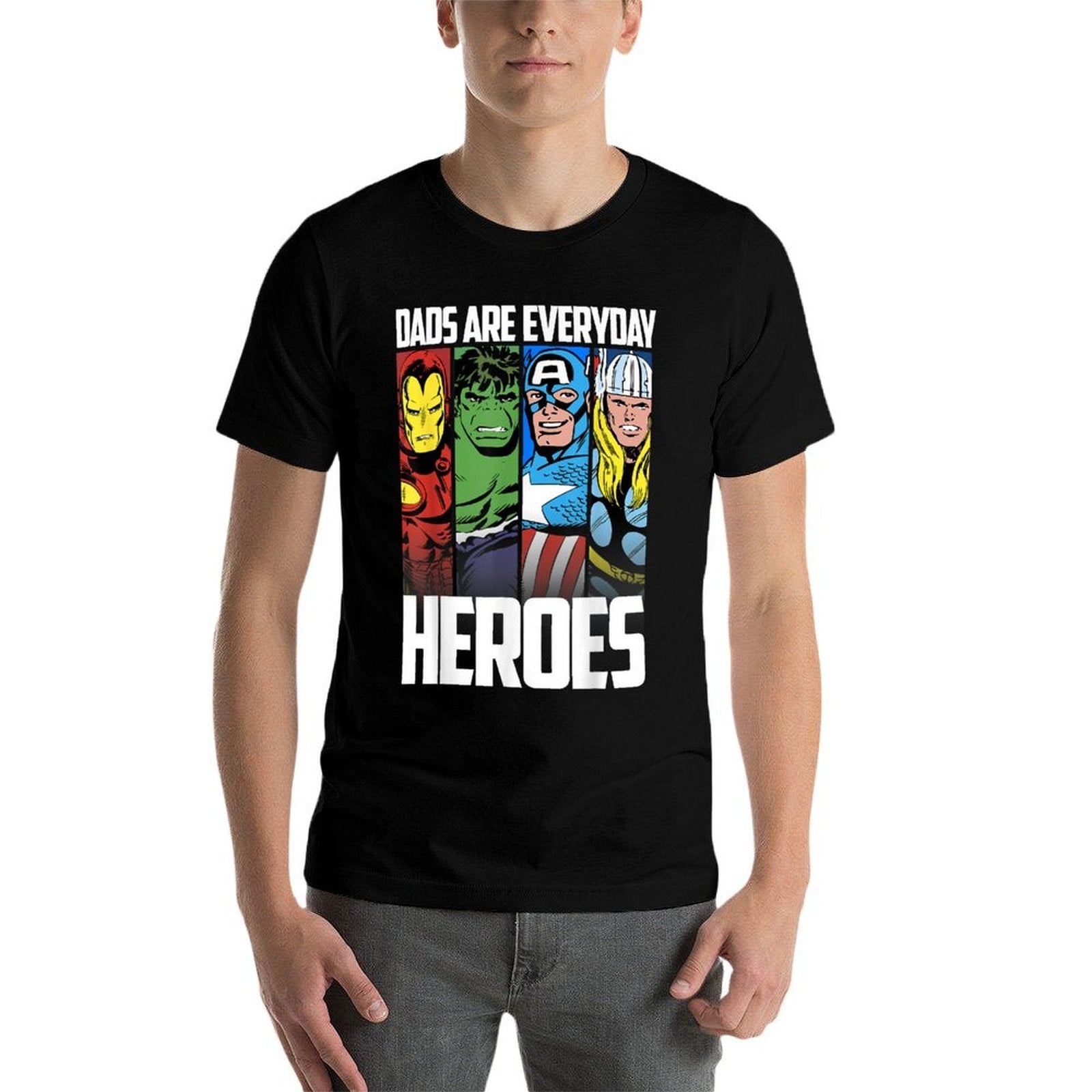 Marvel Avengers Fathers Day Everyday Heroes Graphic  Summer-ready Fabric T-Shirt