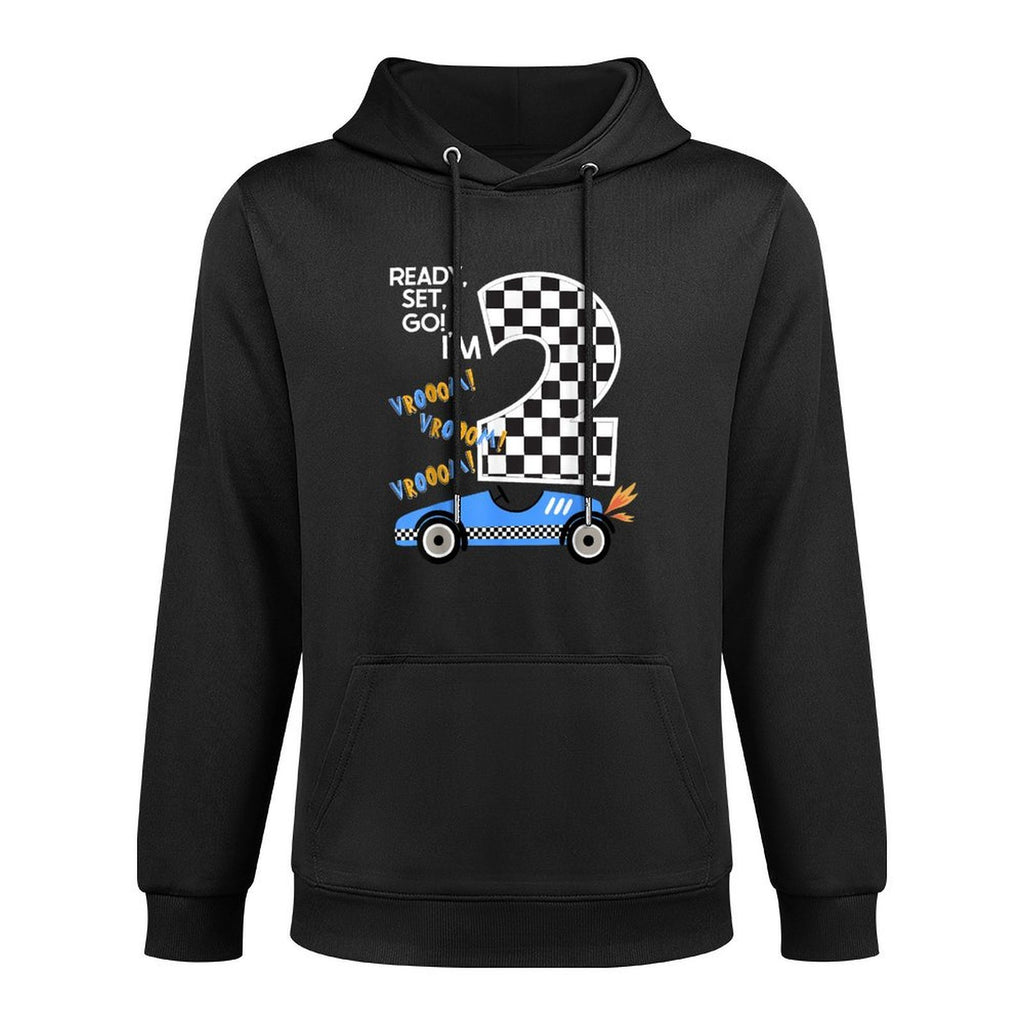 Race Car 2nd Birthday Party Racing Car Driver 2 Birthday Boy Kangaroo Pocket Hoodie