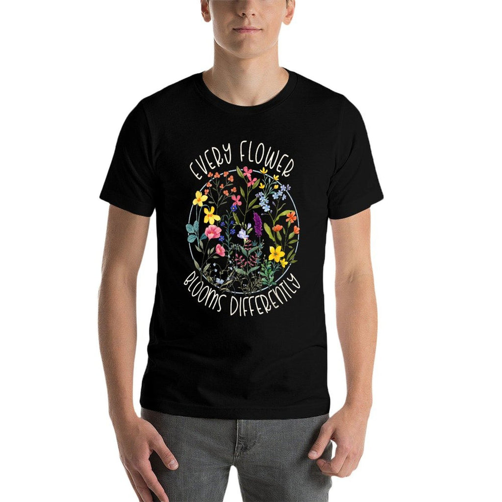 Every Flower Blooms Differently Flower Autism Women Girl  Versatile T-Shirt