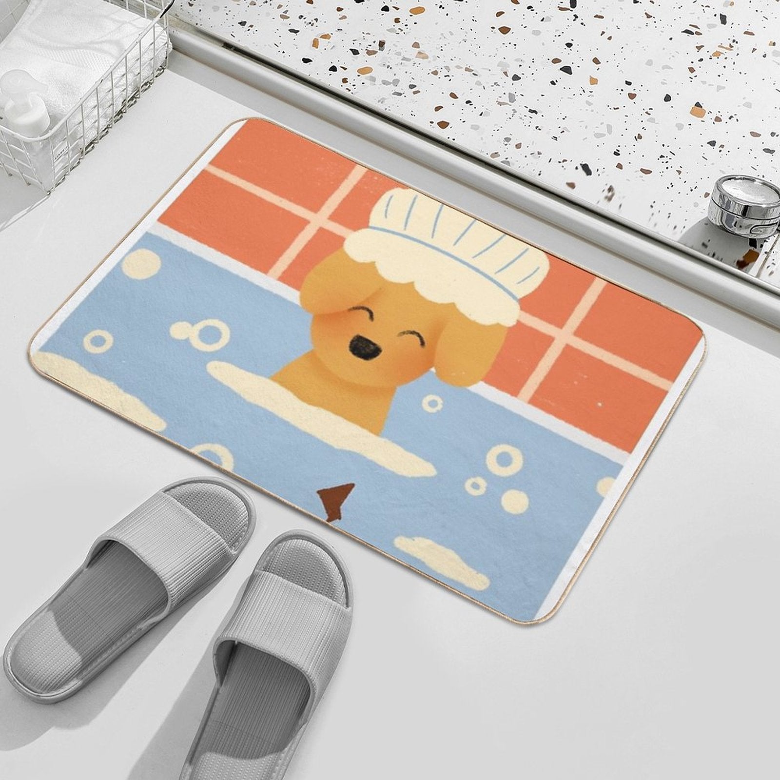Puppy Bathtime Fun  Versatile Bath Mat