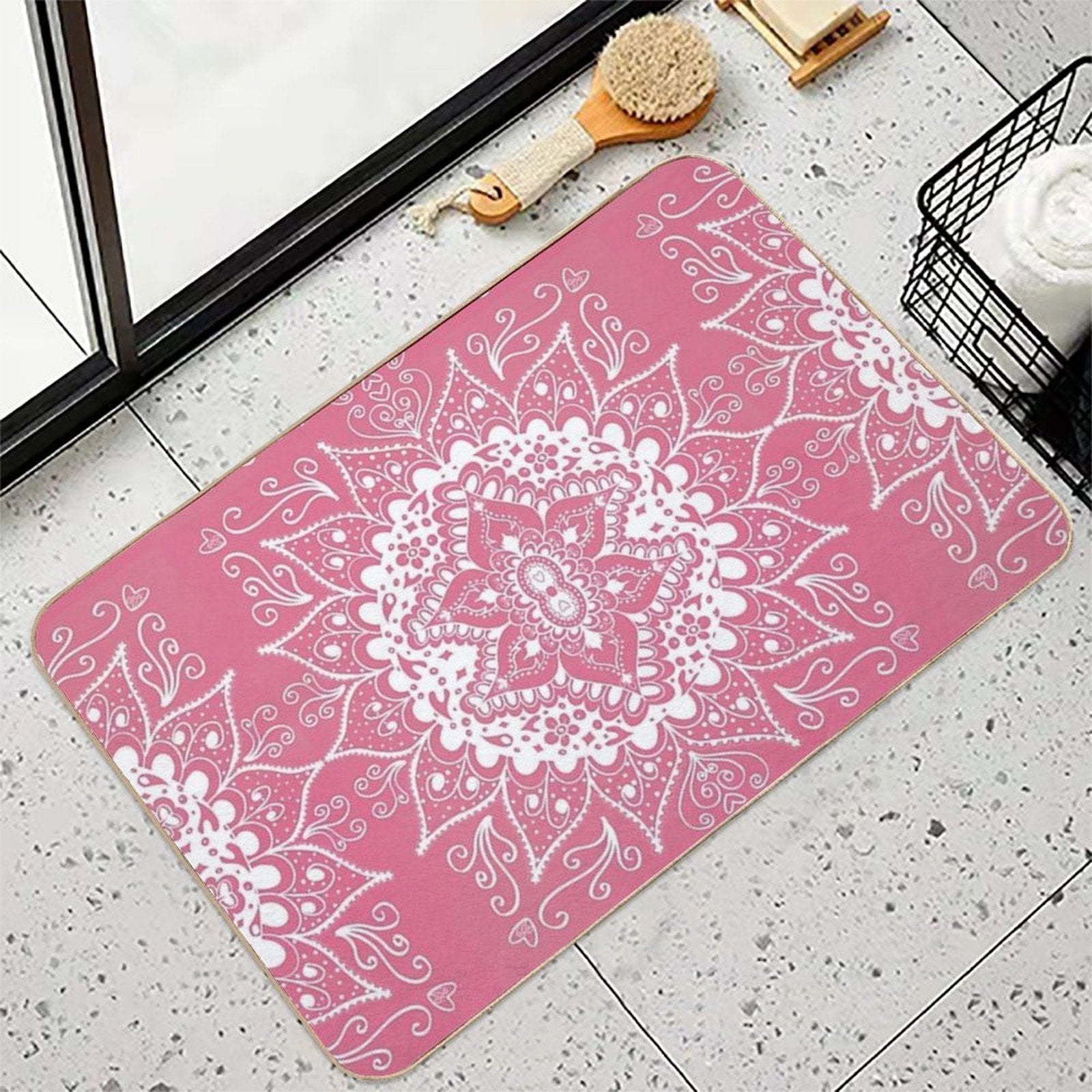 Mandala Hot Pink  Odorless Bath Mat