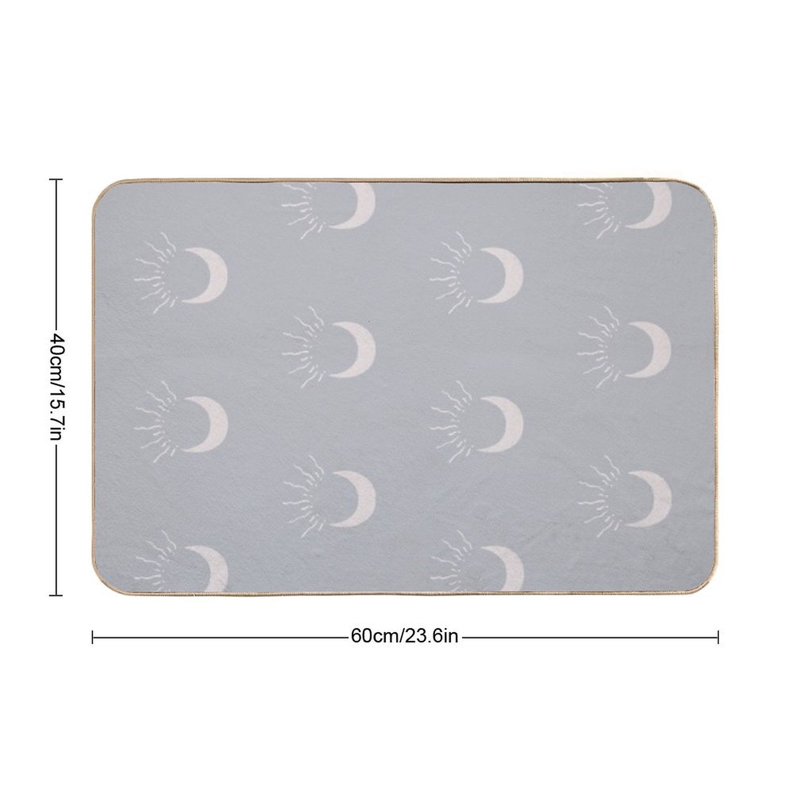 Cute Sun And Moon Design Boho Aesthetic In Muted Colors Stone Blue  Slip-Resistant Bath Mat