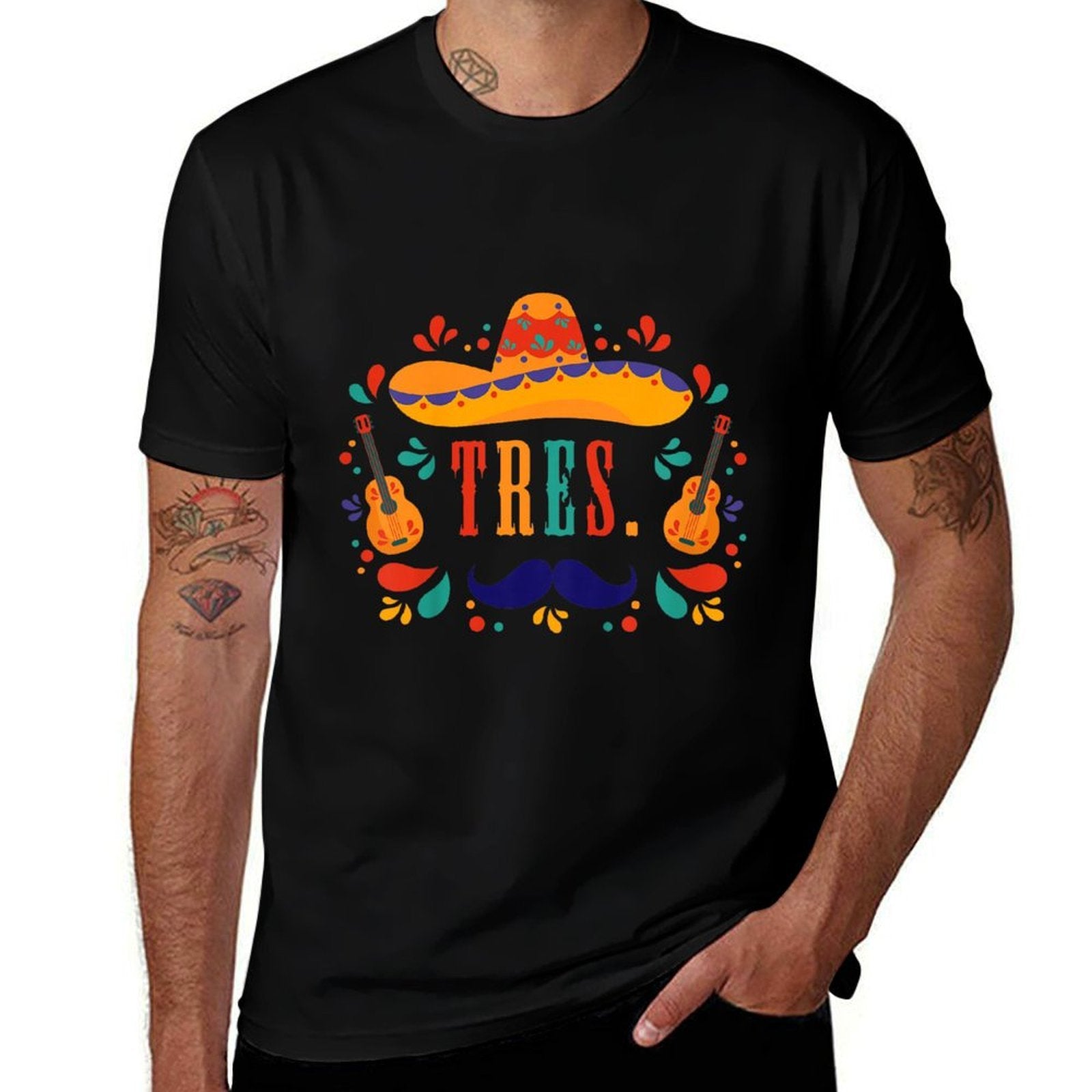 Kids 3 Year Old Mexican Fiesta Birthday Party Themed Tres Birthday  Graphic-printed T-Shirt