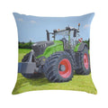 Green Tractor in Field Soft Shrink-Resistant Throw Pillow